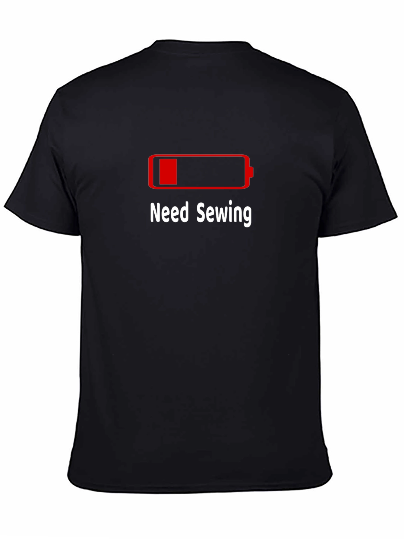 Black Need Sewing T-Shirt - Low Battery Design - Funny Sewing Shirt view 4