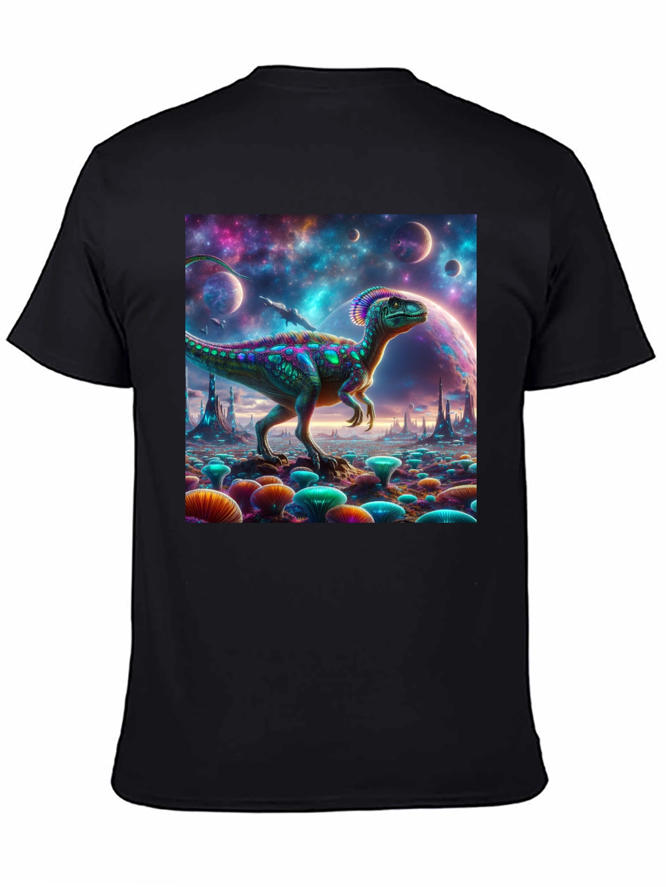 Black Dino Galaxy T-Shirt view 4