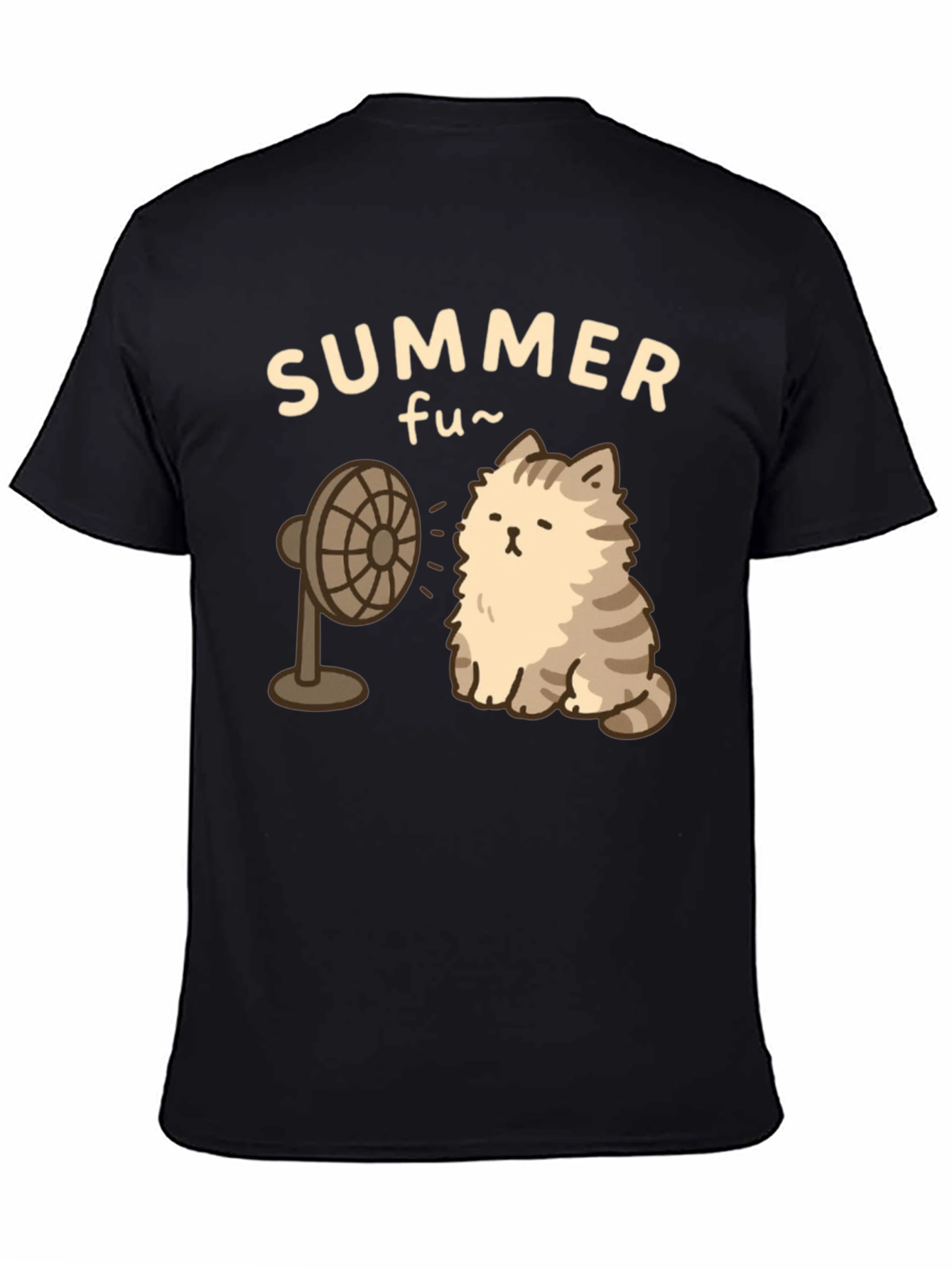 Black Summer Fun Cat T-Shirt view 4