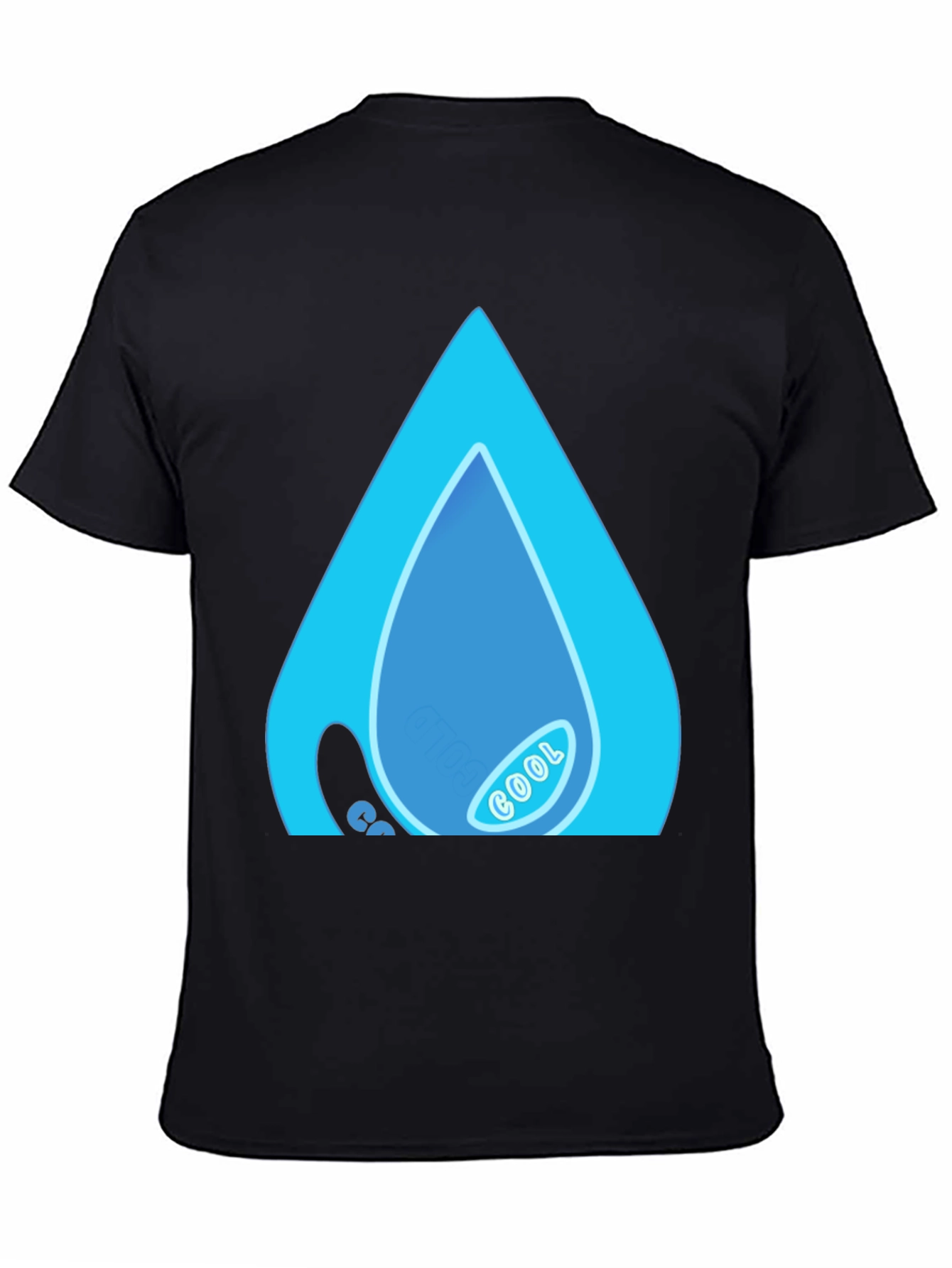 Black Cool Water Drop Graphic Black T-Shirt view 4