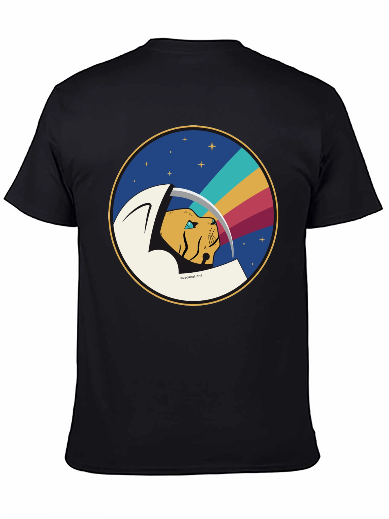Black Space Cat One Graphic T-Shirt view 4