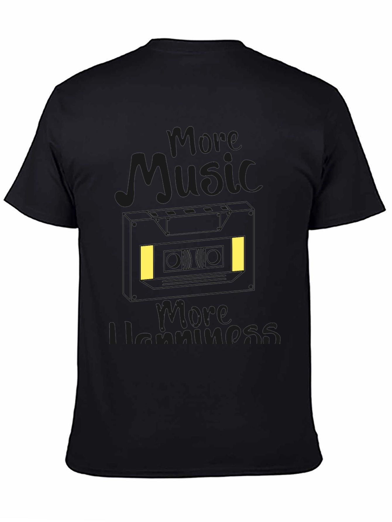 Black More Music More Happiness Black T-Shirt view 4