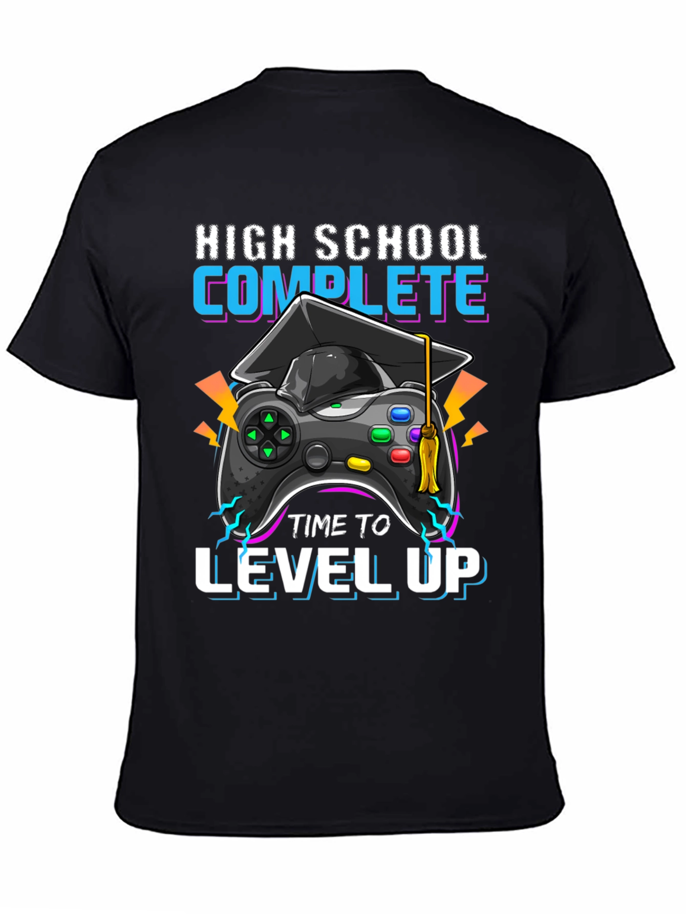 Black High School Complete Level Up Gamer T-Shirt view 4