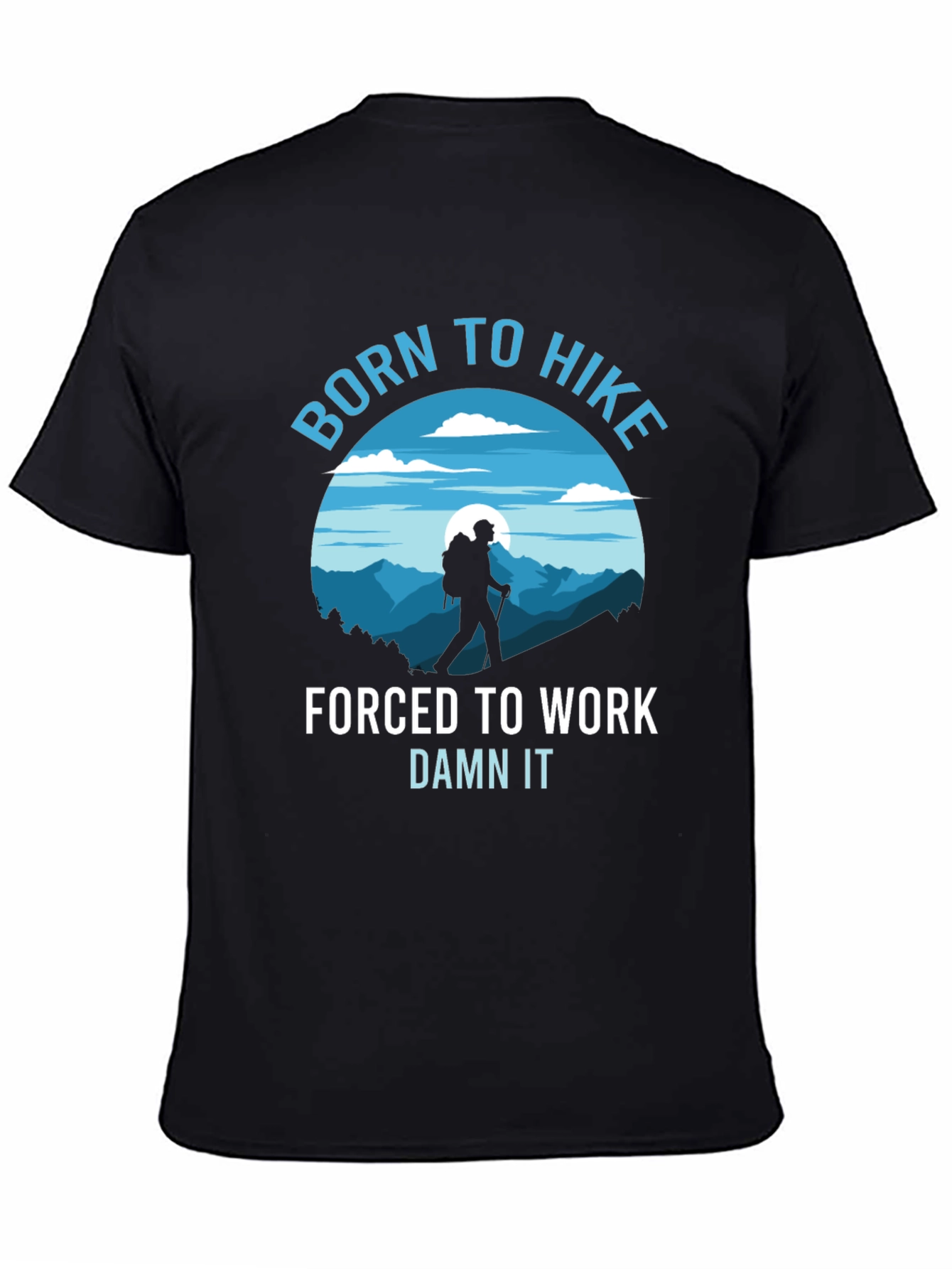 Black Born to Hike Men's Black Graphic T-Shirt view 4