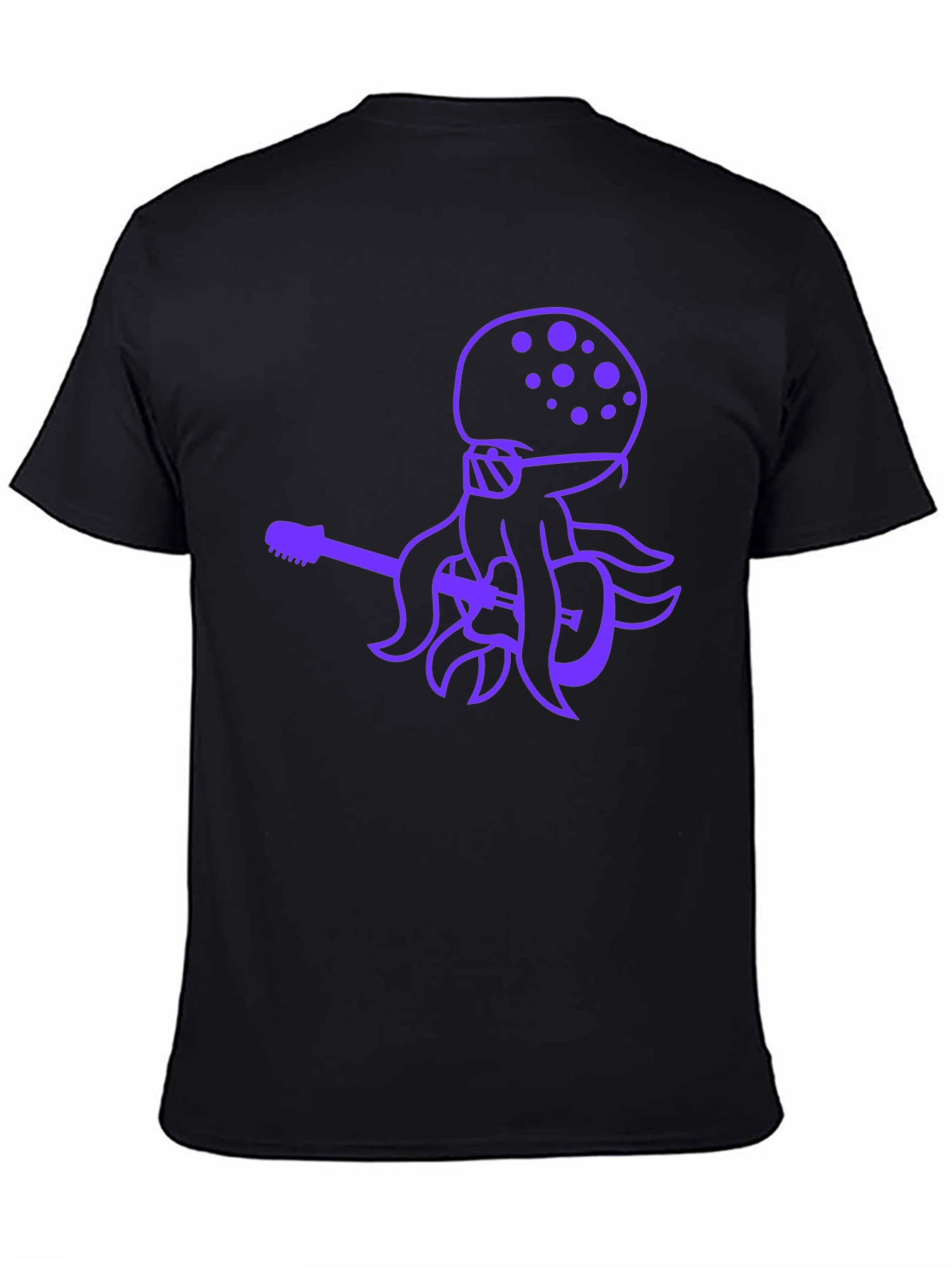 Black Octopus Guitar Player Black T-Shirt view 4