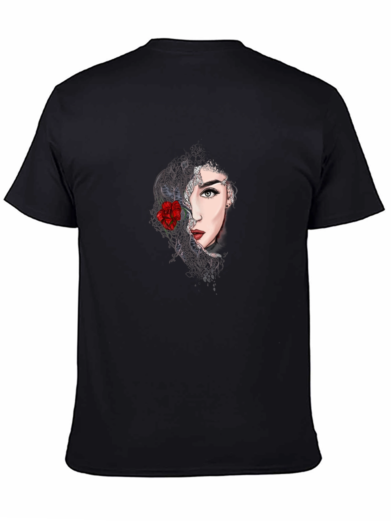 Black Woman With Rose Graphic Tee - Stylish Casual Top view 4