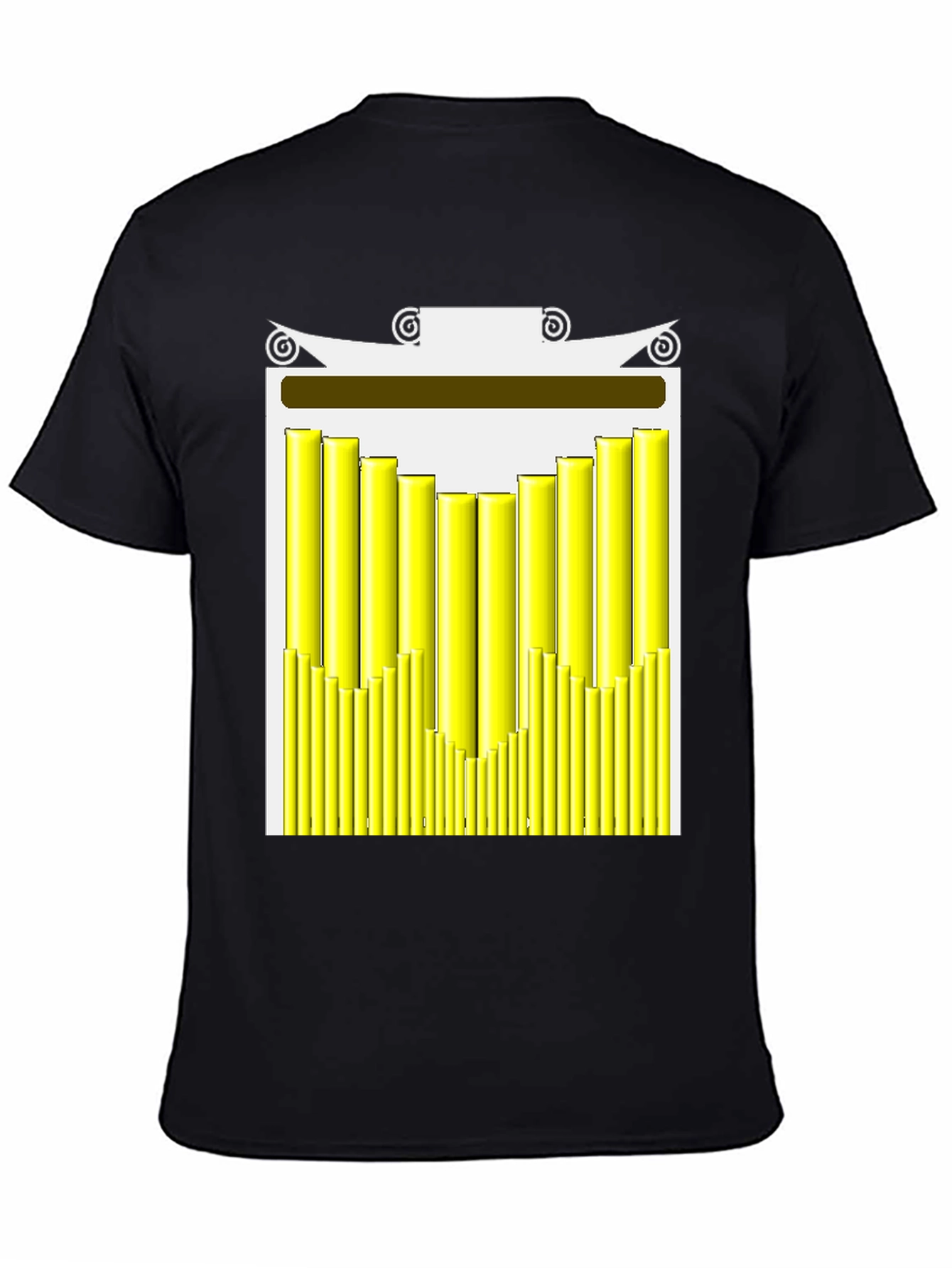 Black Abstract Graphic Tee - Modern Yellow Bars Design view 4