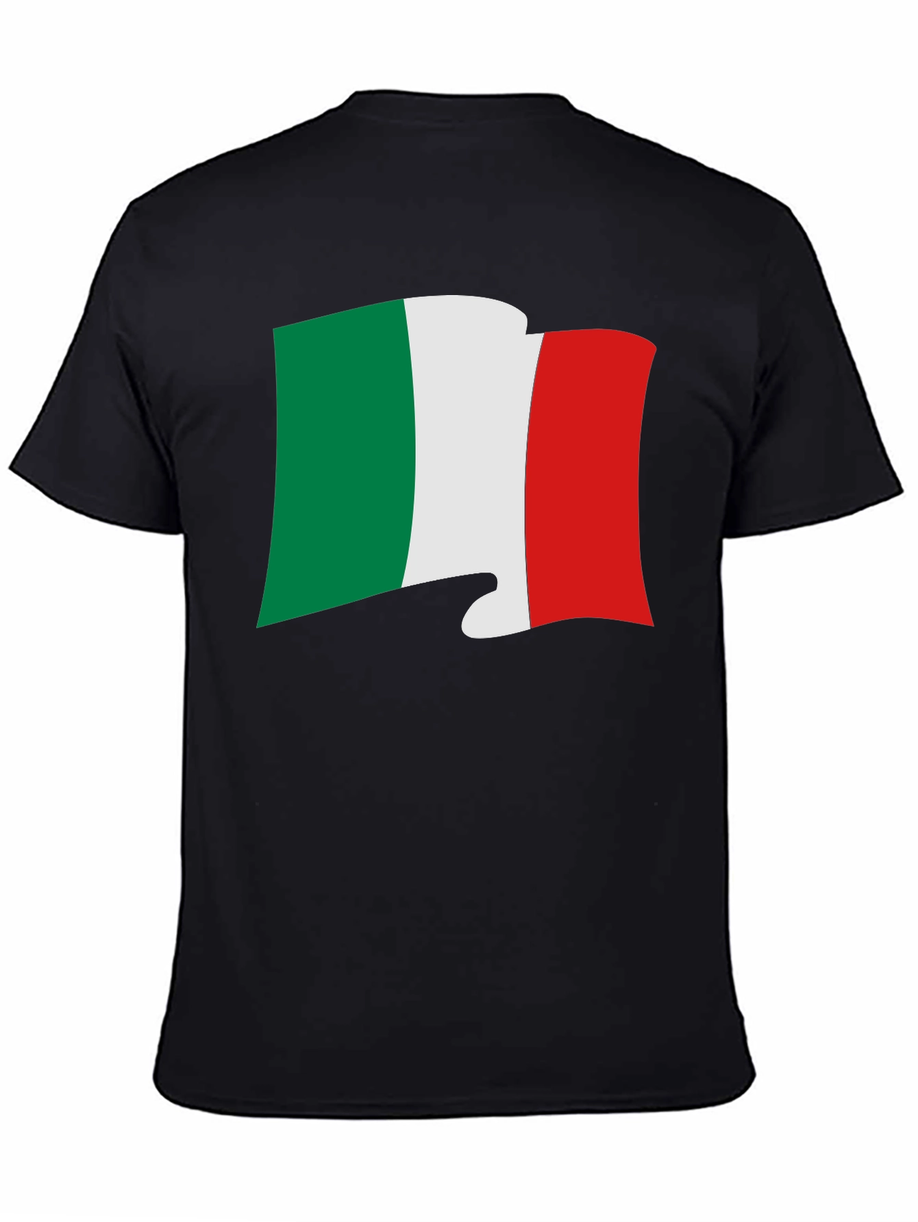 Black Italy Flag Graphic Tee - Black Italian Pride T-Shirt view 4