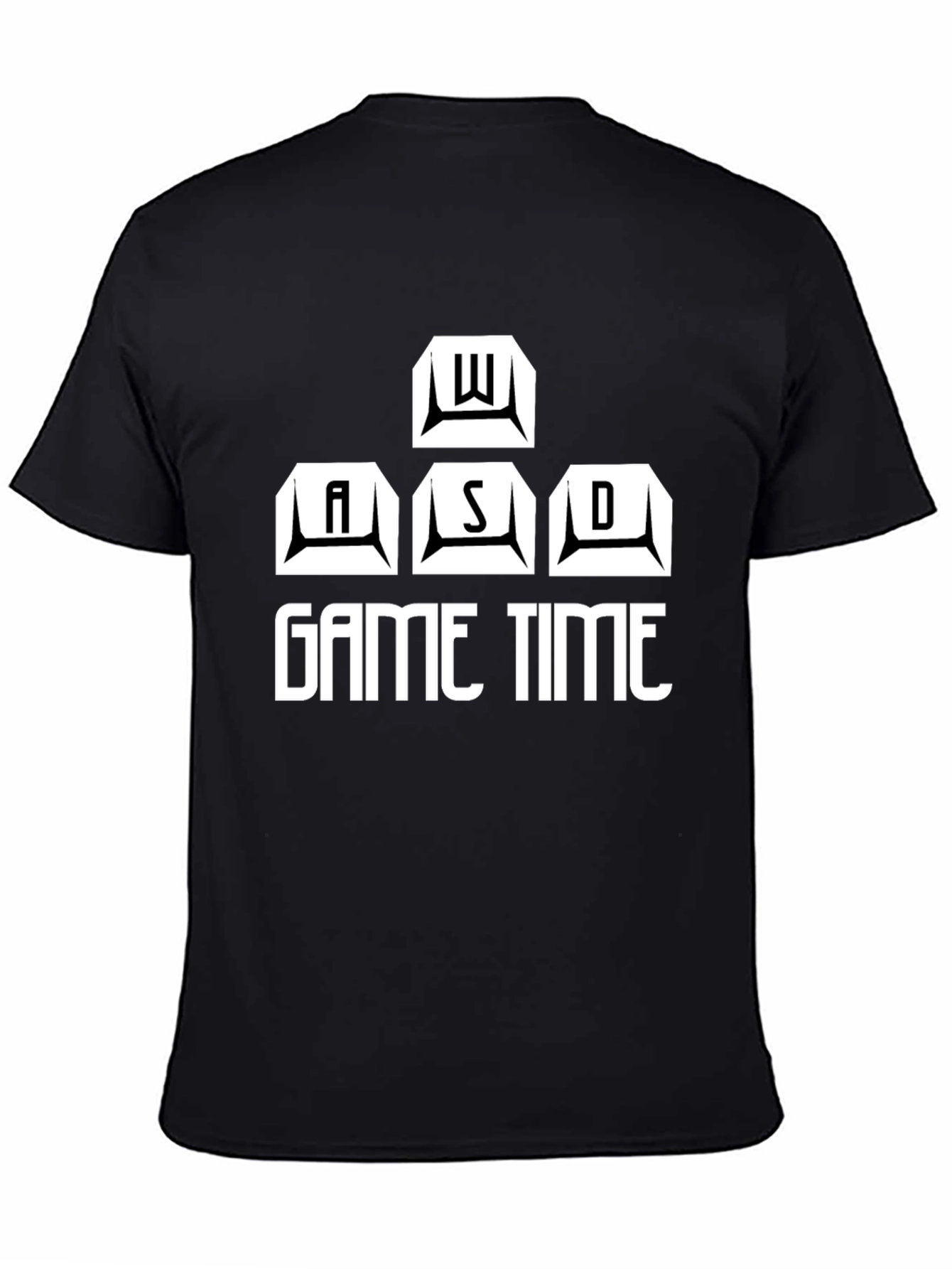 Black Game Time Black T-Shirt - WASD Gamer Design view 4