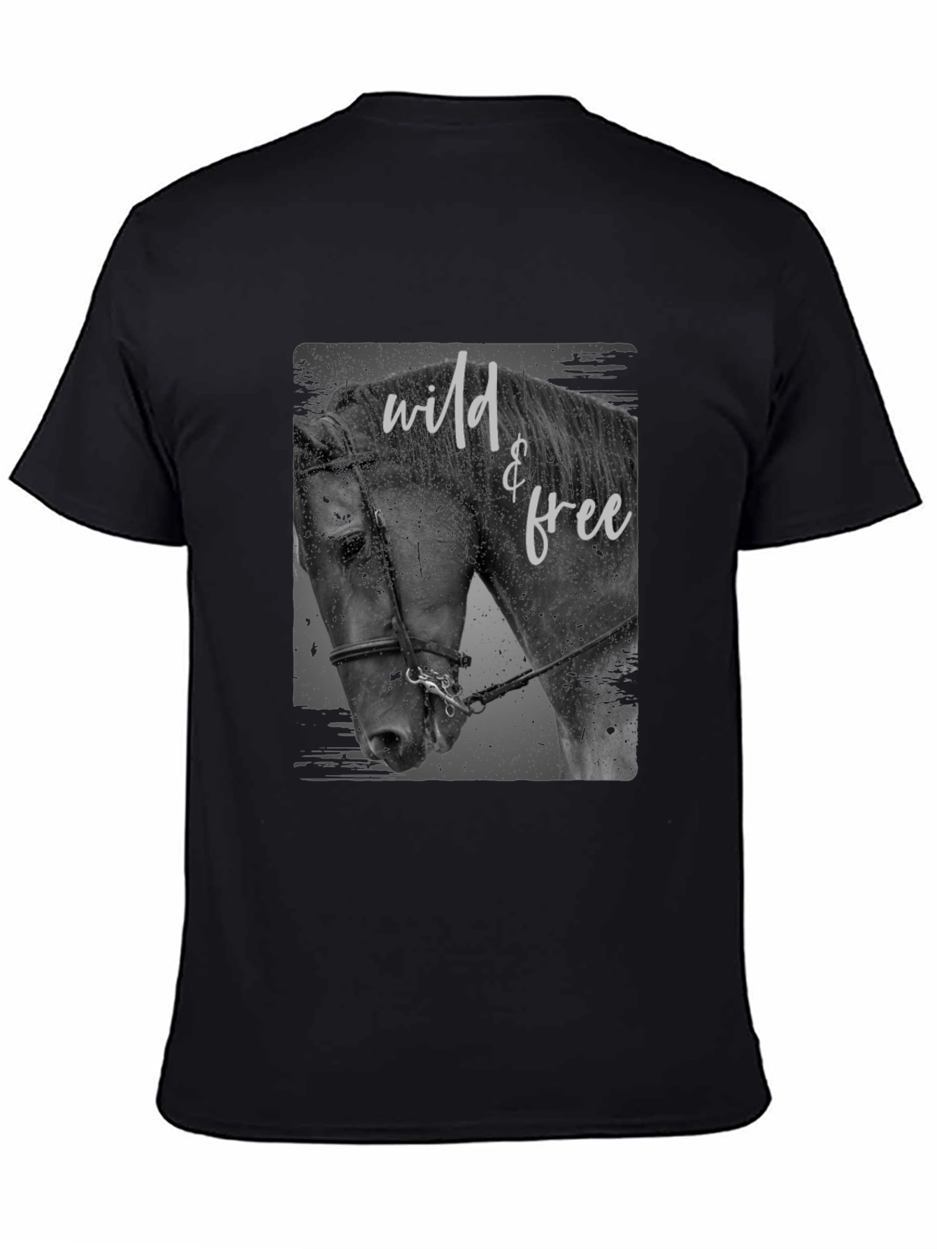 Black Wild & Free Horse Graphic Tee - Black view 4
