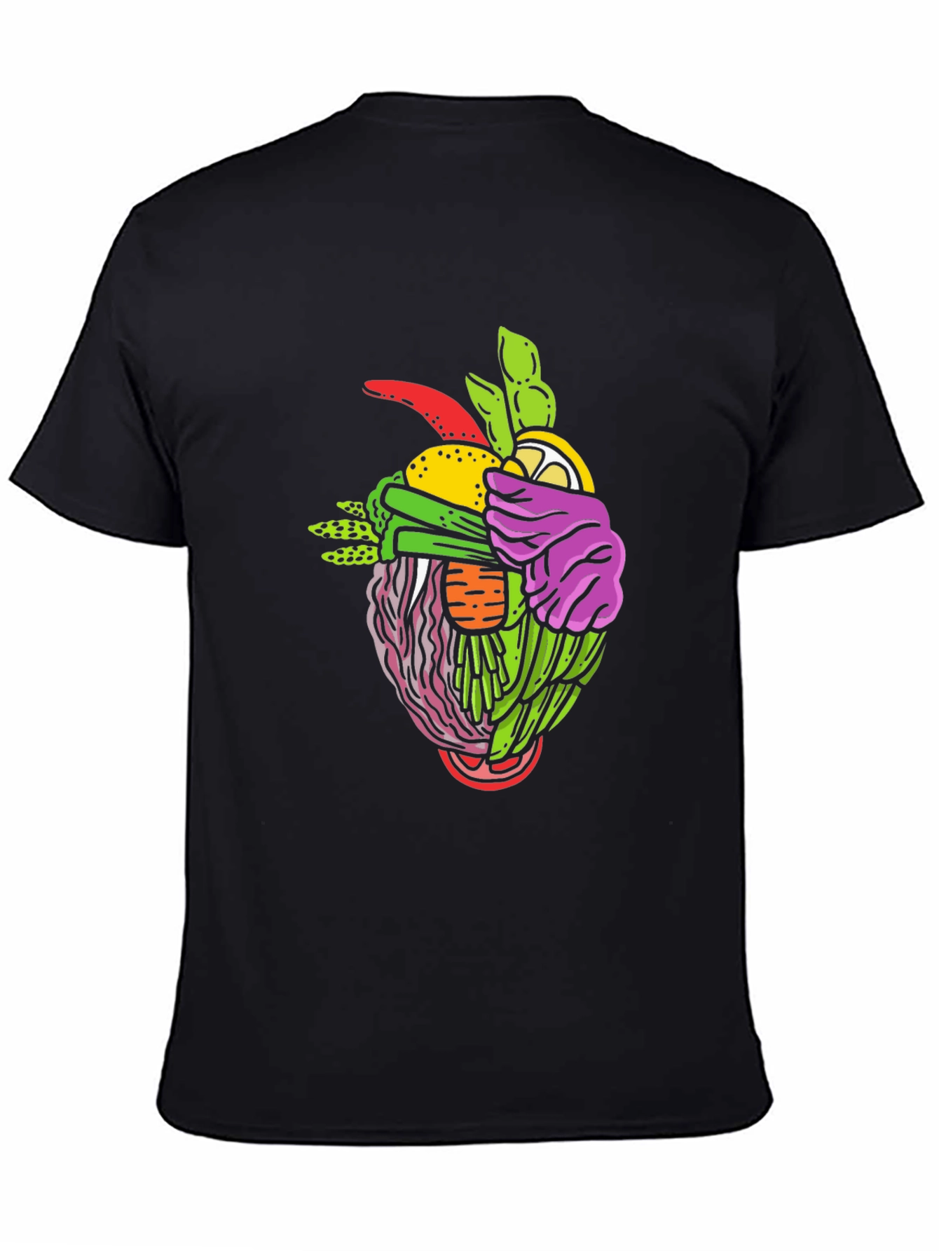 Black Vegetable Heart Graphic Tee - Modern Streetwear view 4