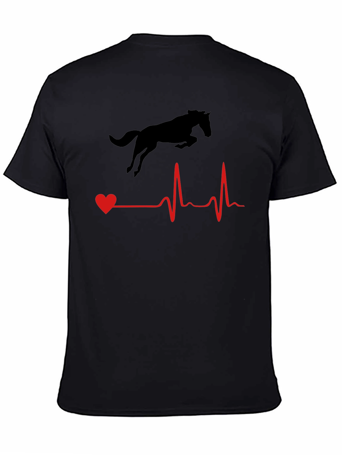 Black Horse Heartbeat Graphic Tee - Equestrian Lover Shirt view 4