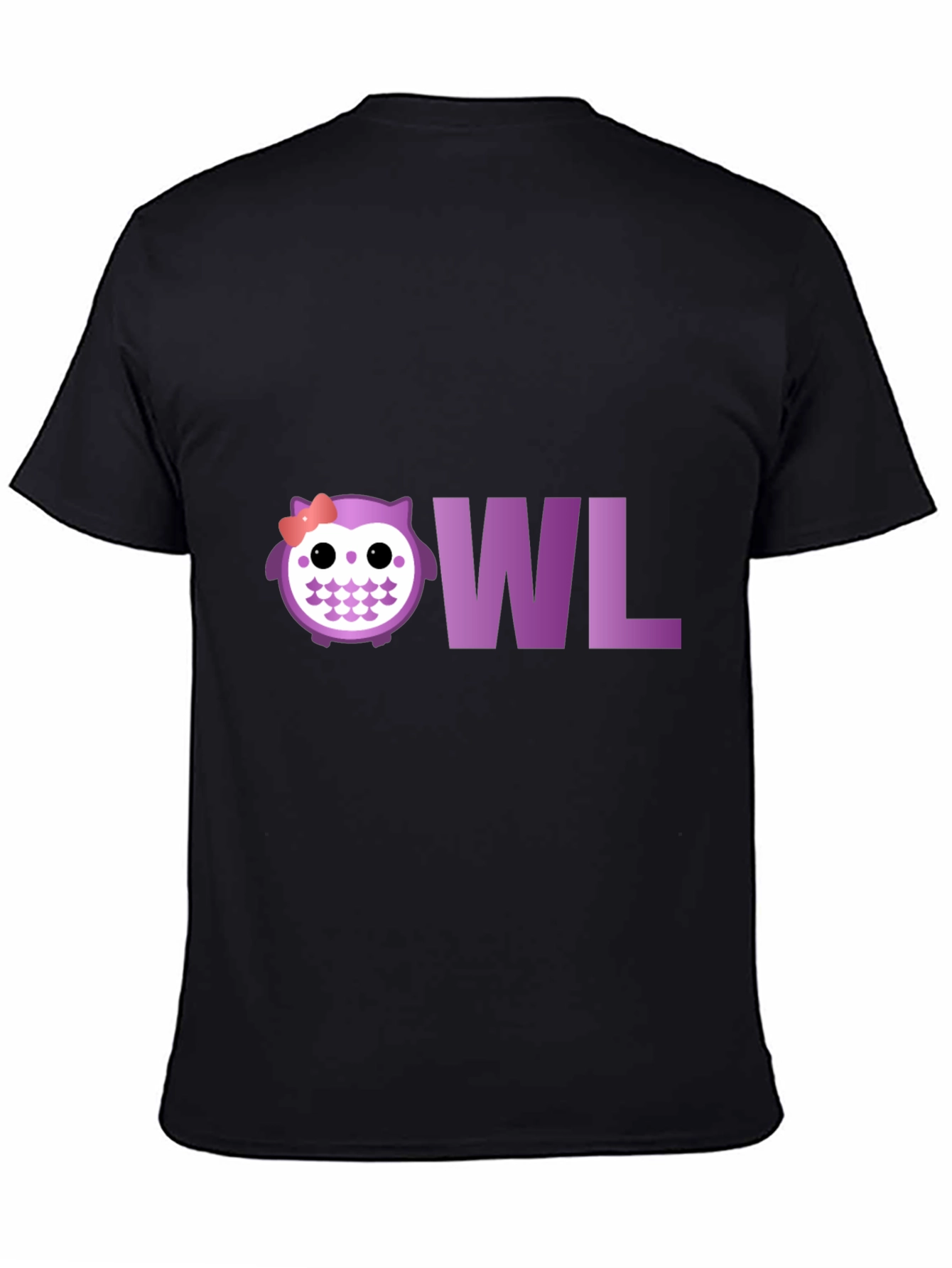 Black Cute Owl T-Shirt - Purple Graphic Tee view 4