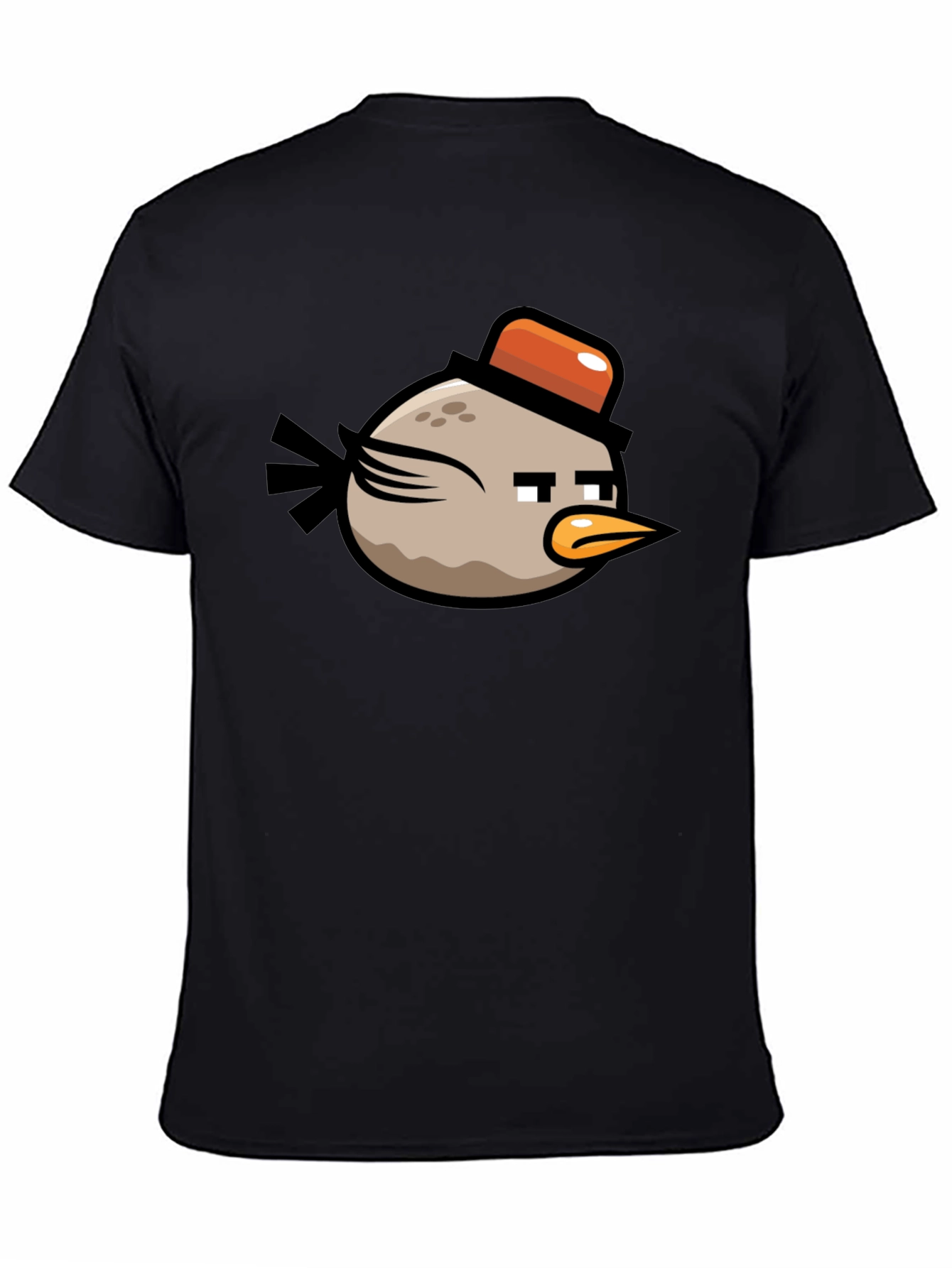 Black Angry Birds Bomb Character Men's Black T-Shirt view 4