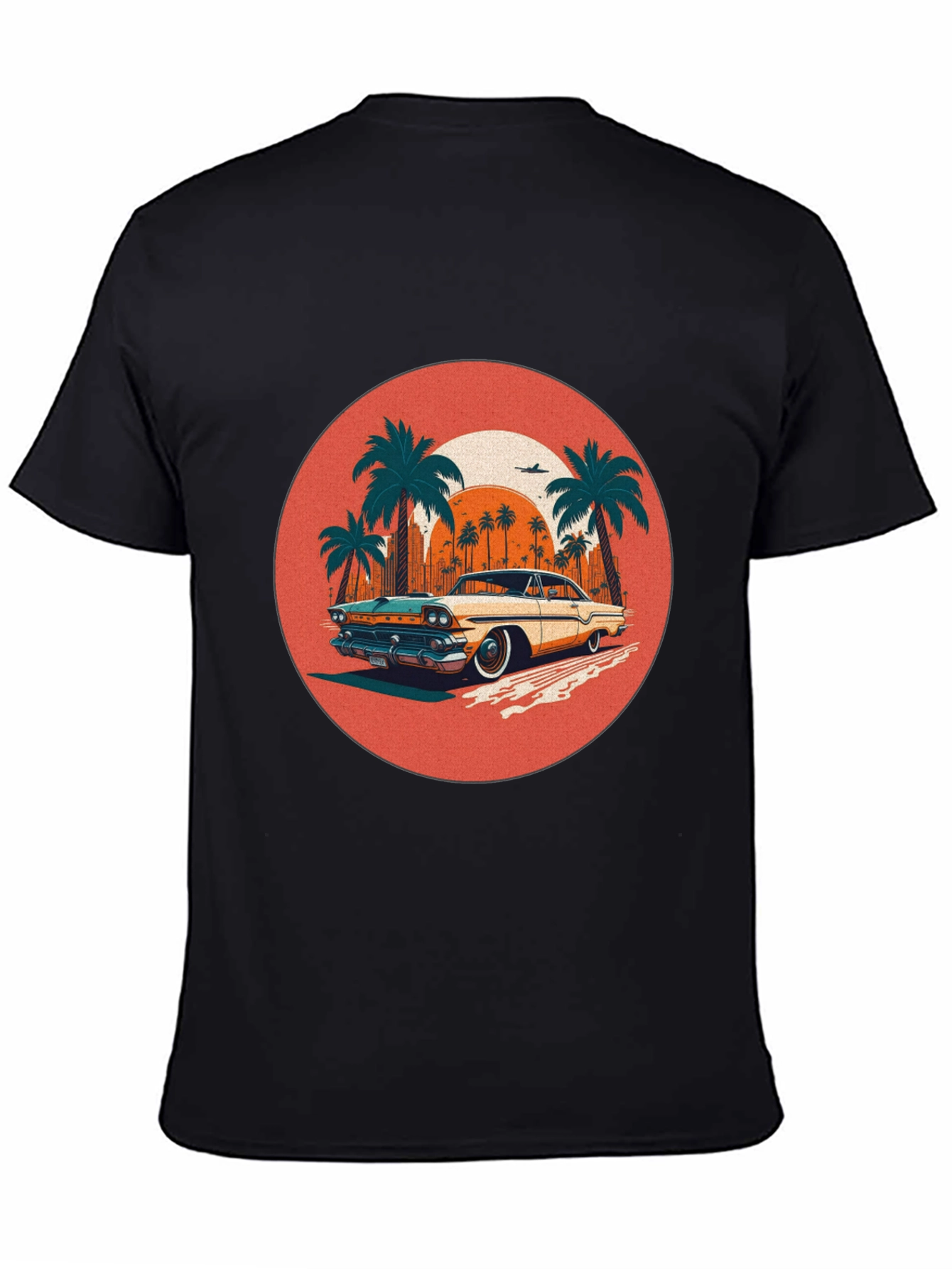 Black Retro Car & Palms Graphic Tee view 4