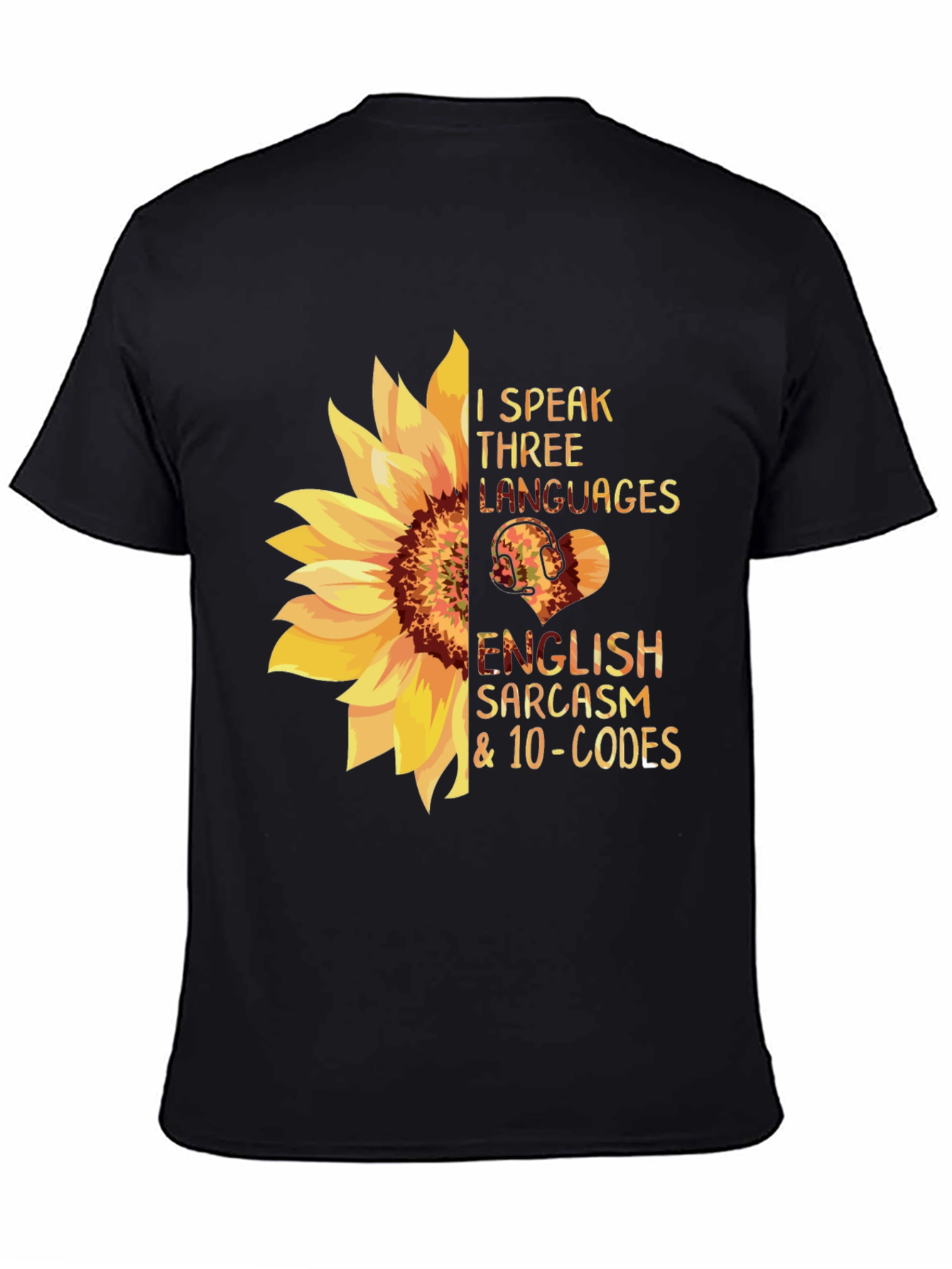 Black I Speak Three Languages Funny Graphic Tee view 4