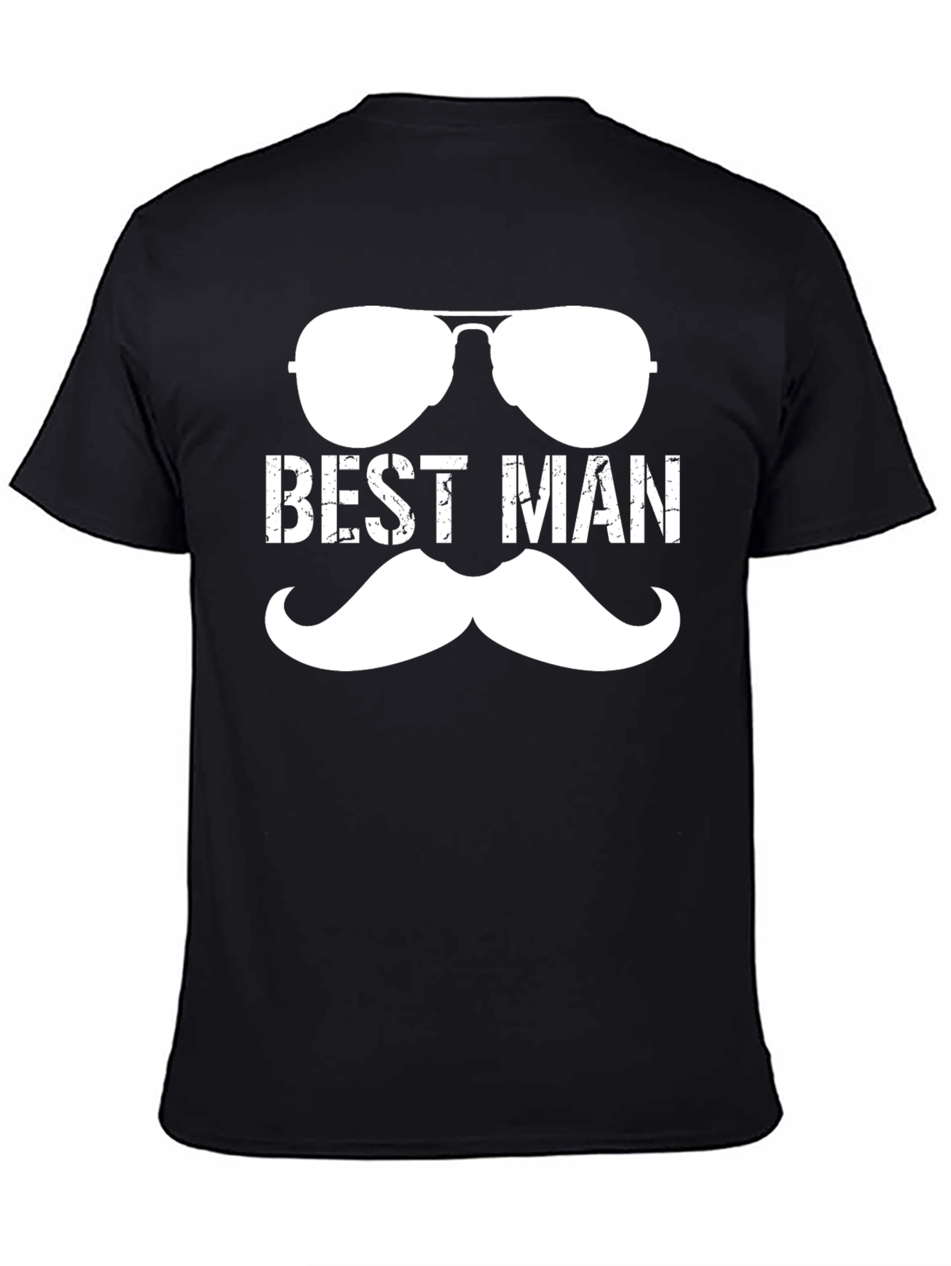 Black Best Man Sunglasses & Mustache Graphic Tee view 4