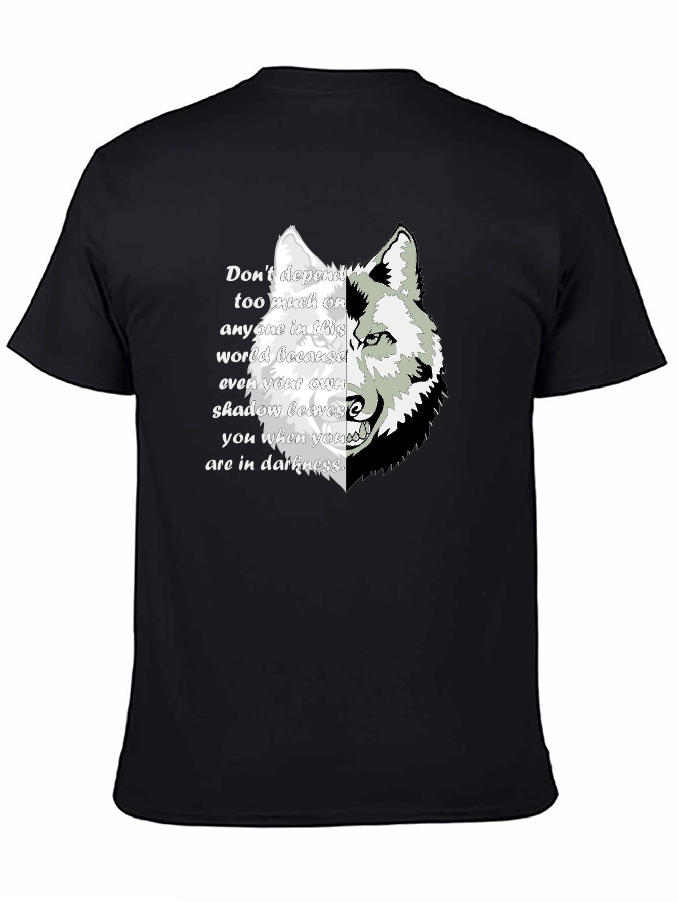 Black Wolf Shadow Graphic T-Shirt - Inspirational Quote Tee view 4