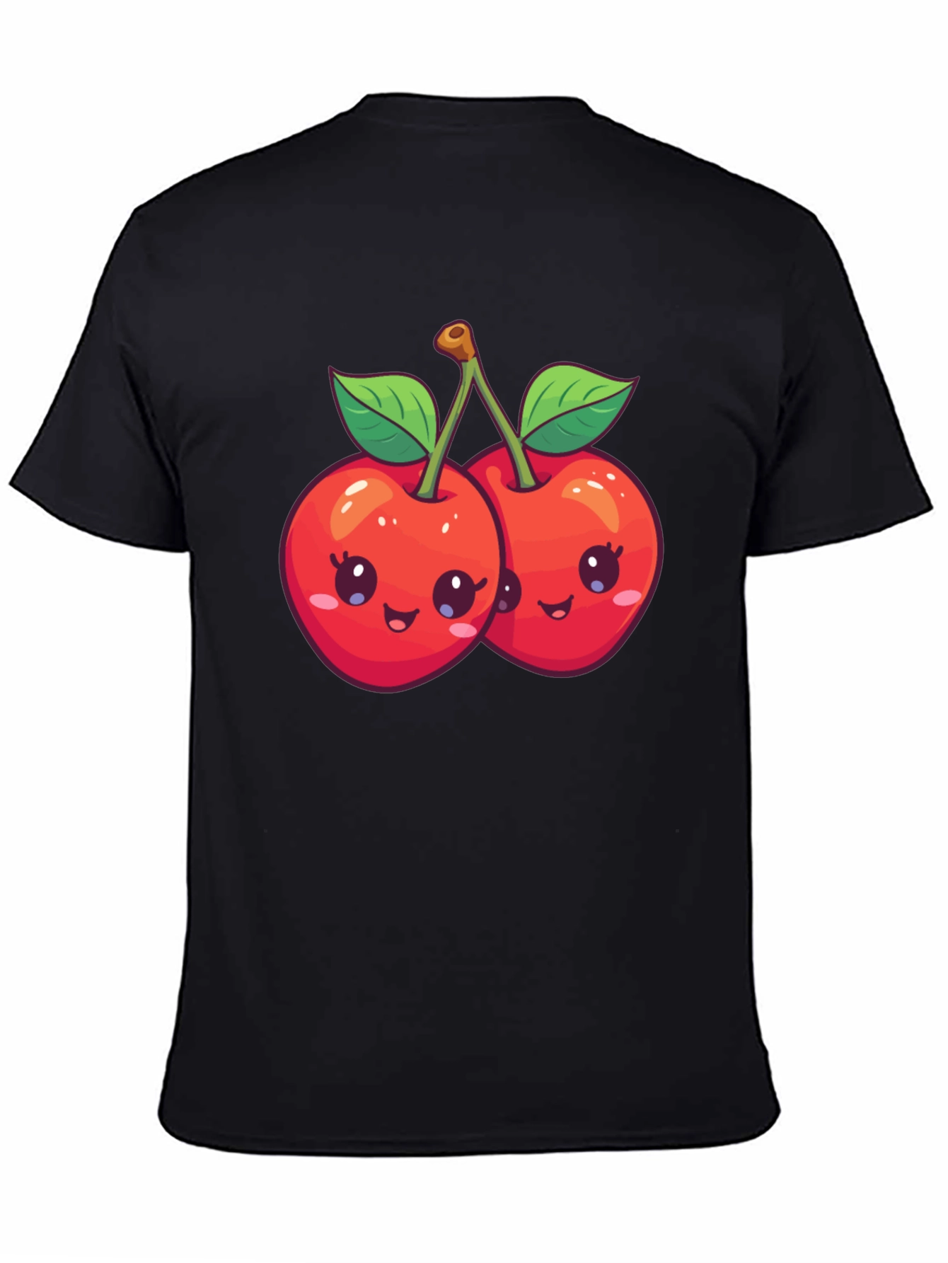 Black Kawaii Cherry Graphic Tee - Cute Fruit Shirt view 4
