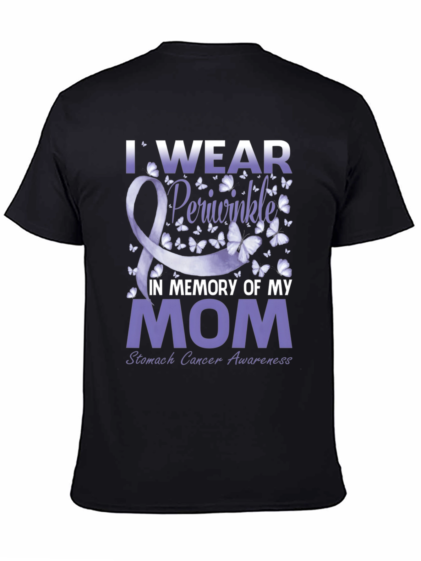 Black I Wear Periwinkle Stomach Cancer Awareness T-Shirt view 4
