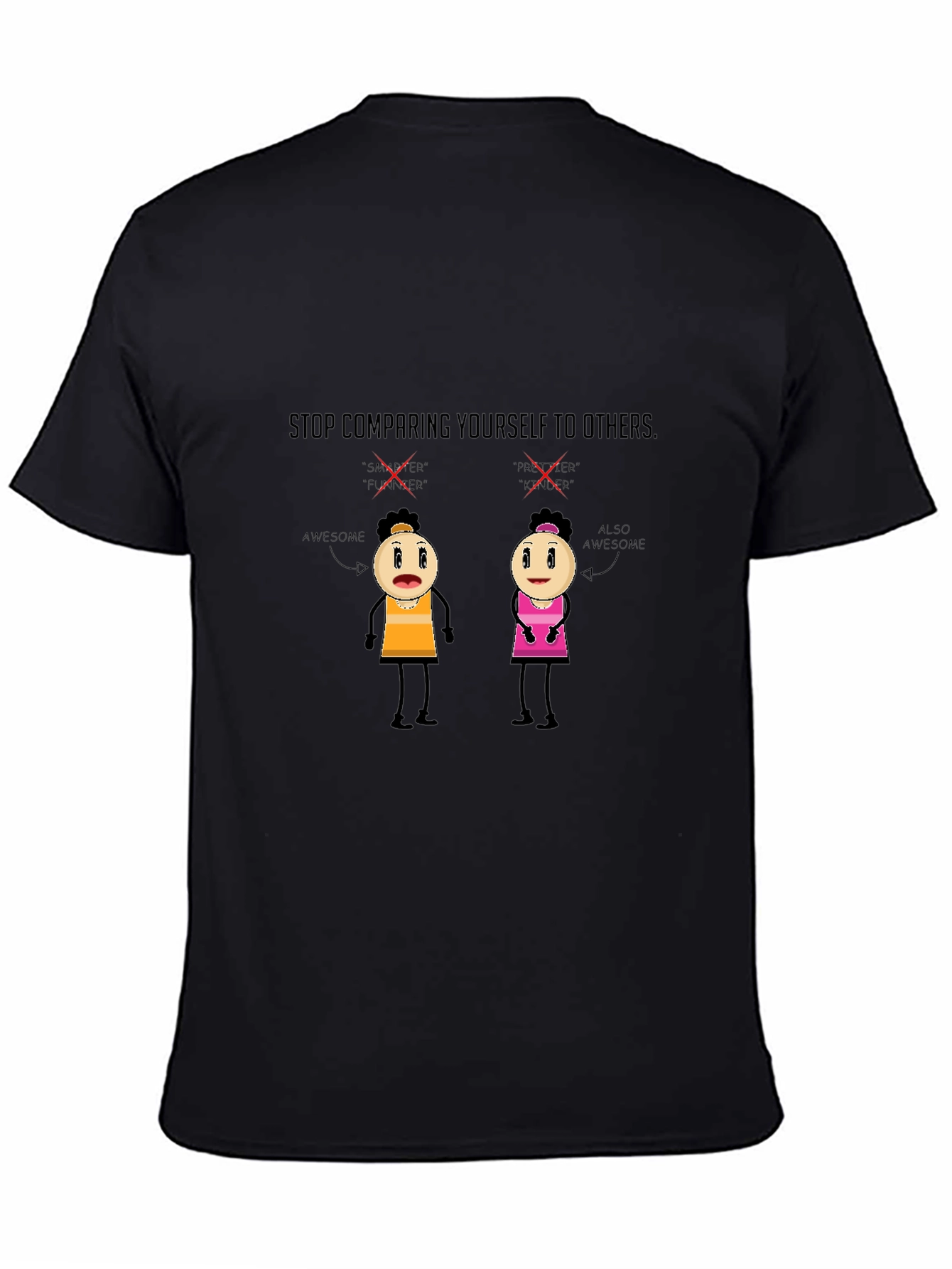 Black Motivational Graphic Tee - Stop Comparing! view 4