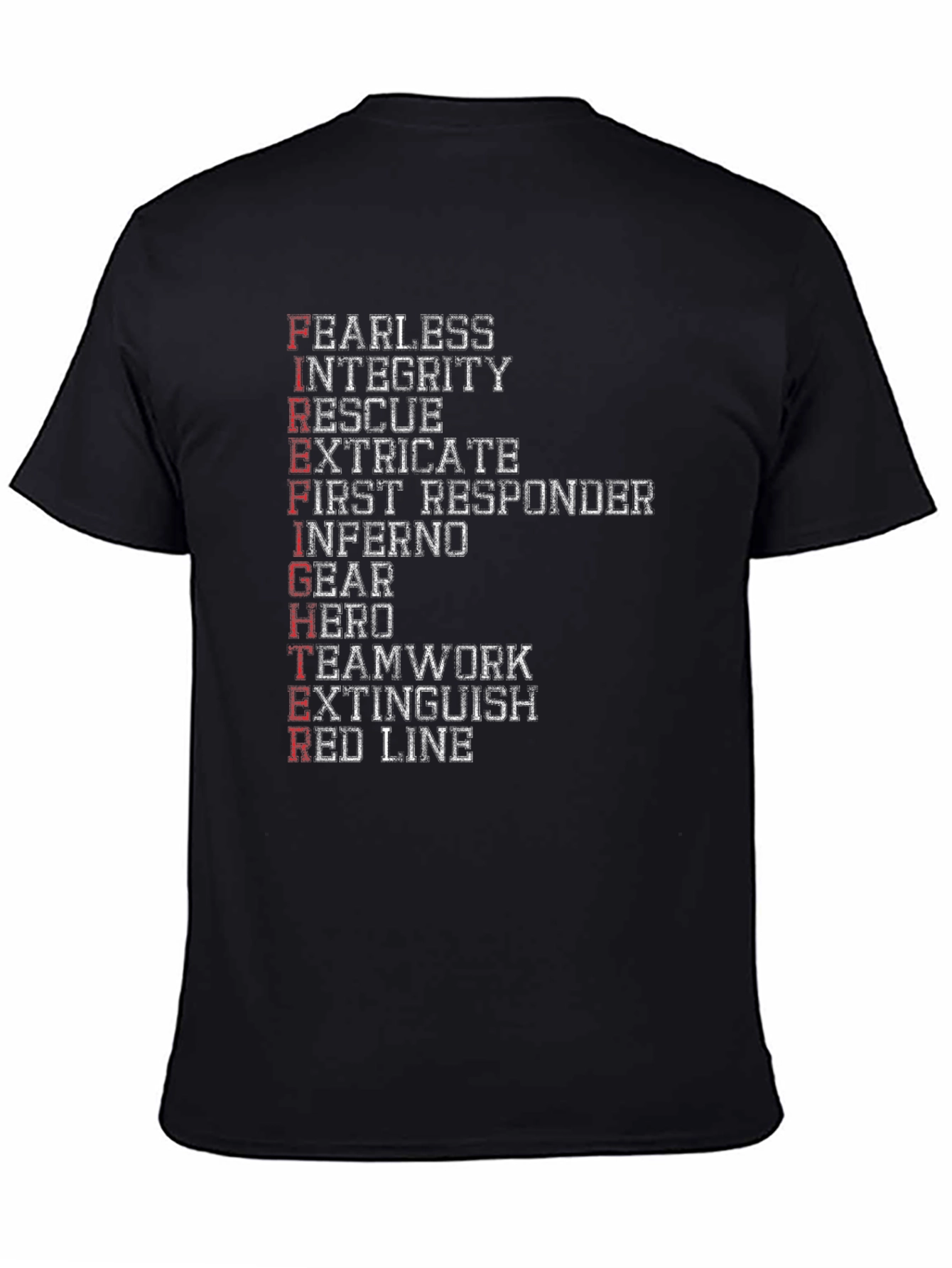 Black Firefighter Acronym Graphic Tee view 4