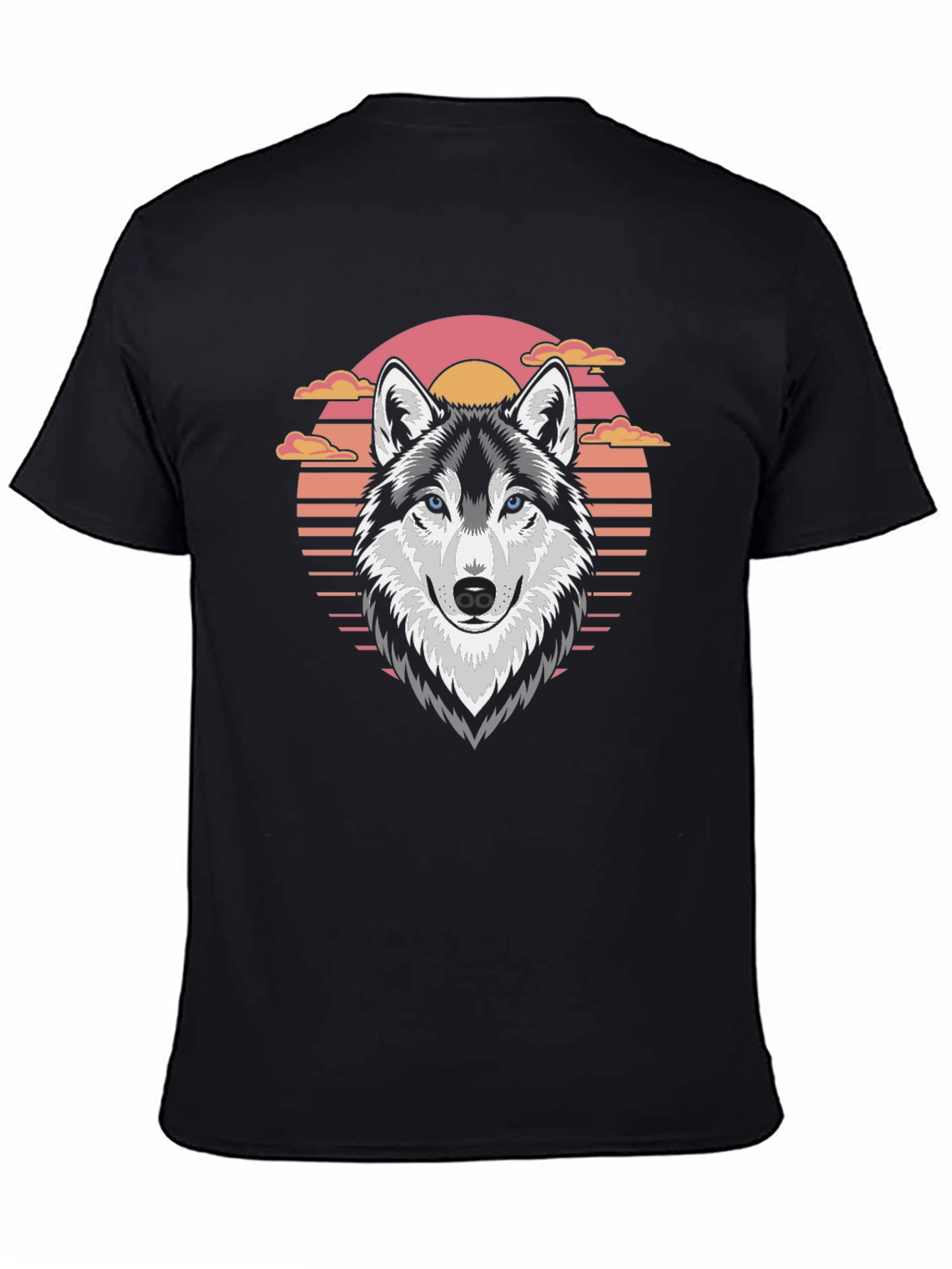 Black Wolf Sunset Graphic T-Shirt view 4