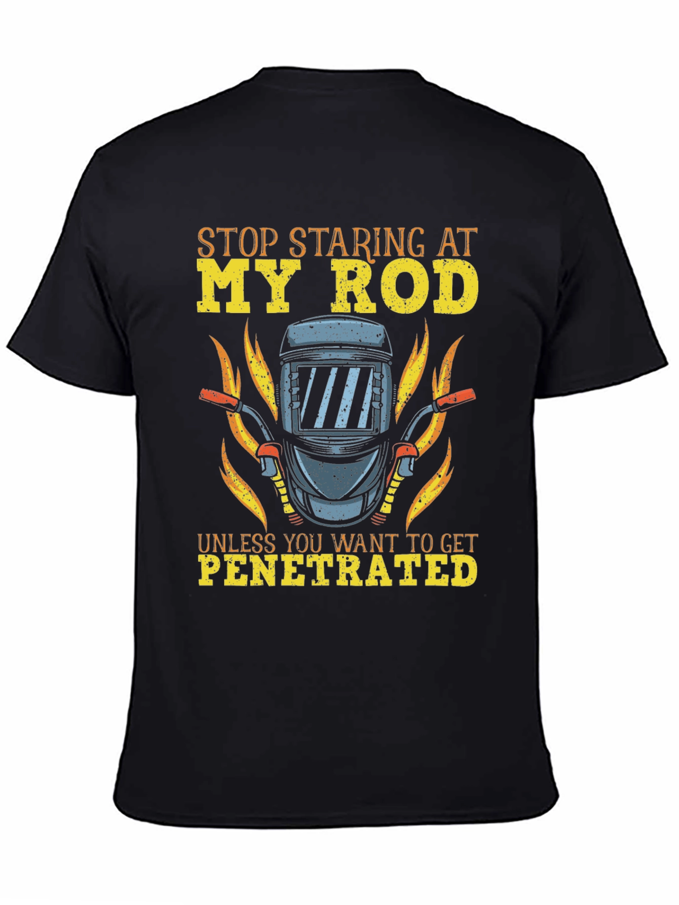 Black Funny Welder T-Shirt - Stop Staring My Rod view 4