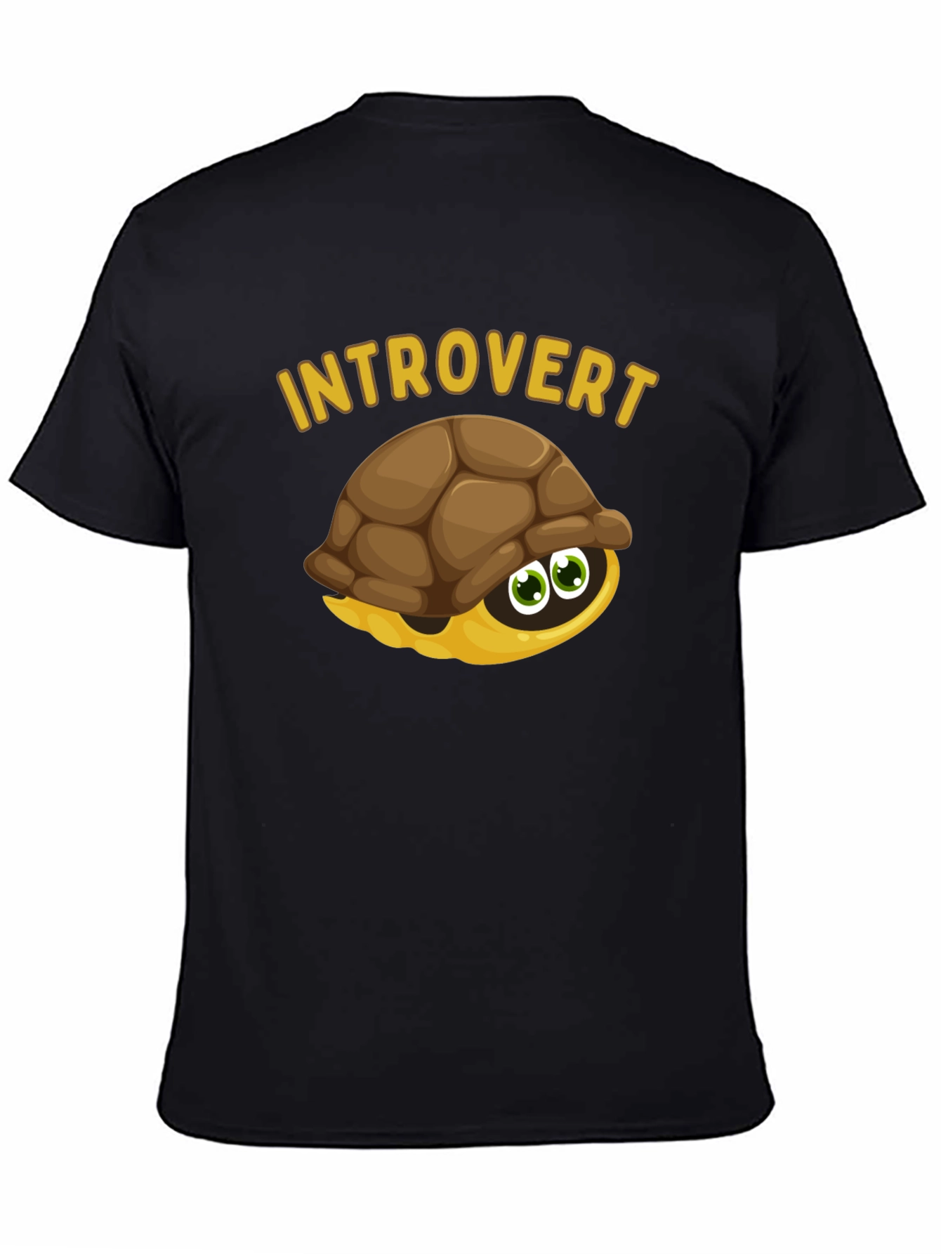 Black Introvert Turtle Graphic Tee - Funny Animal Humor T-Shirt view 4