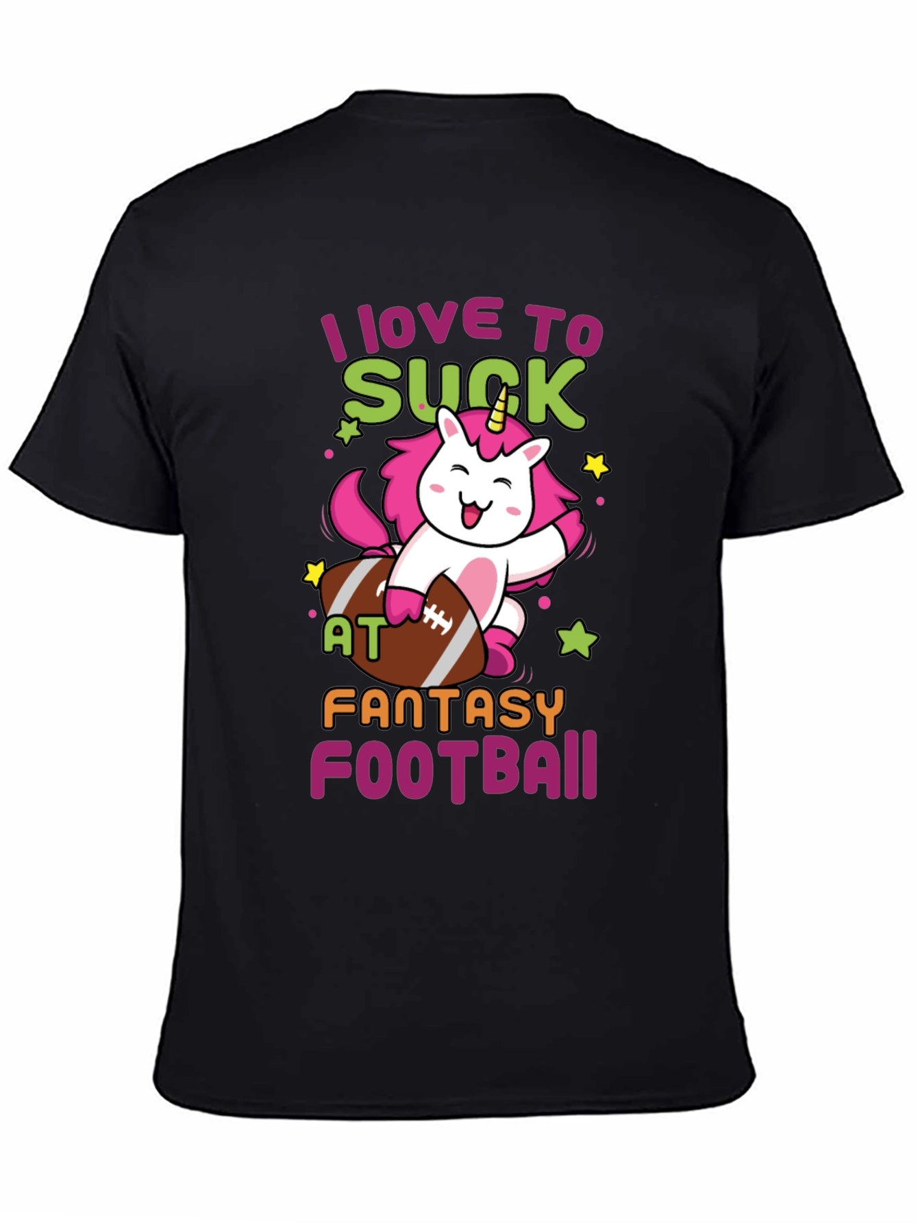Black Unicorn Fantasy Football T-Shirt - I Love To Suck At... view 4