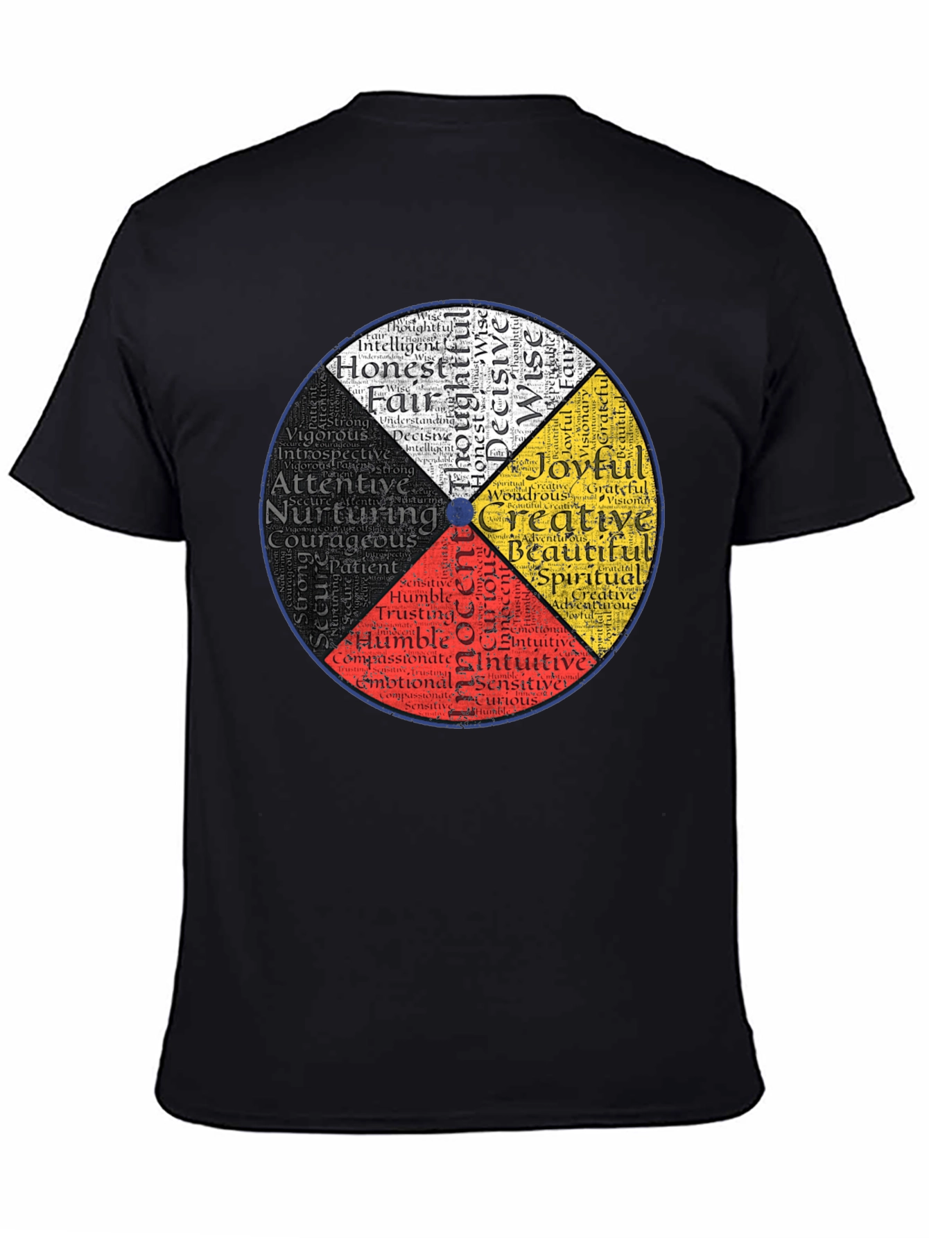 Black Medicine Wheel Black T-Shirt: Indigenous Wisdom Design view 4