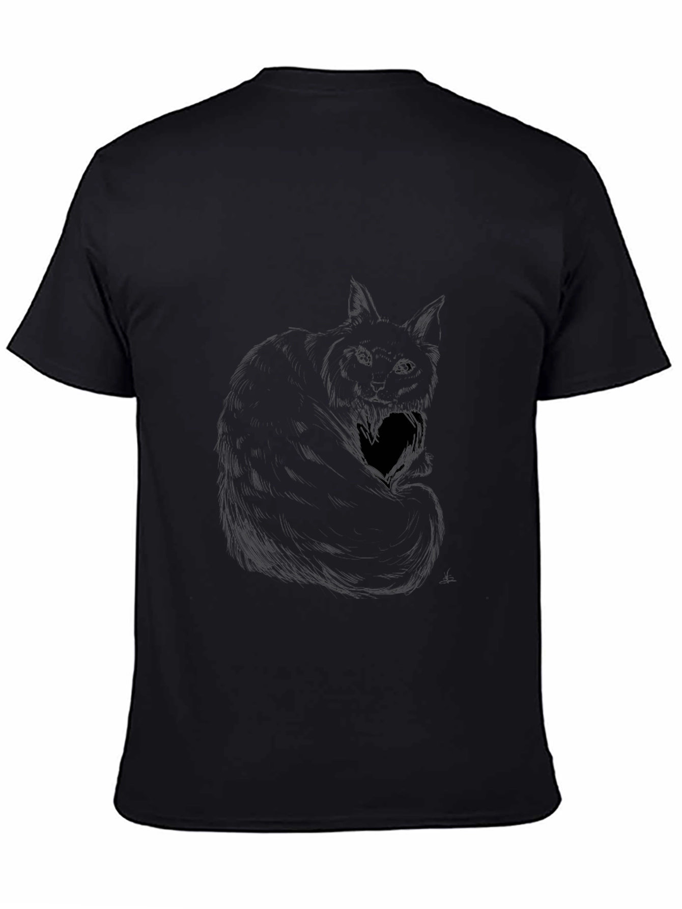 Black Black Cat Heart Graphic Tee - Soft Cotton Blend view 4