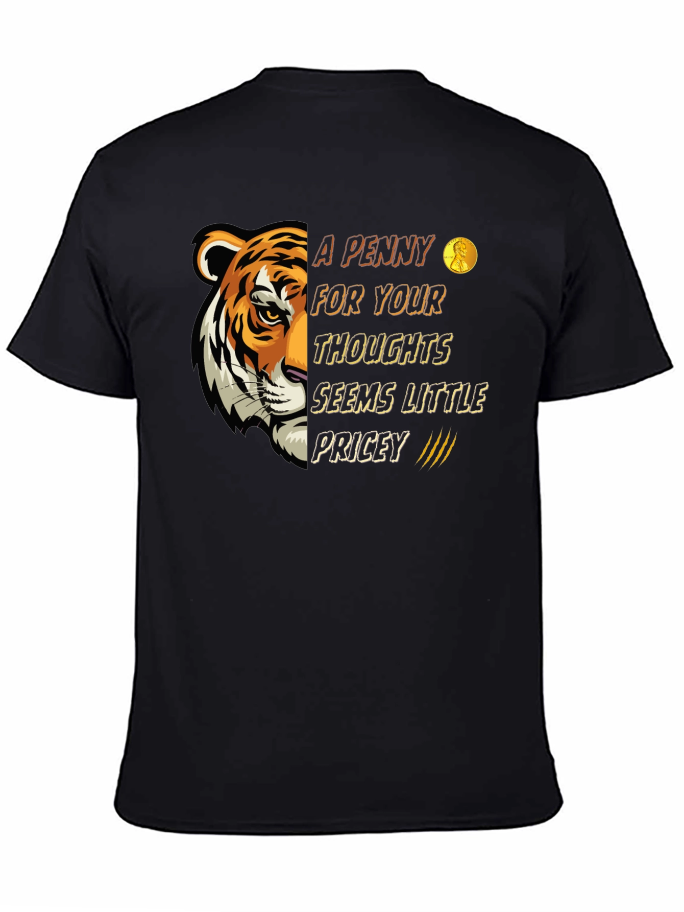 Black A Penny For Your Thoughts Tiger Graphic T-Shirt view 4