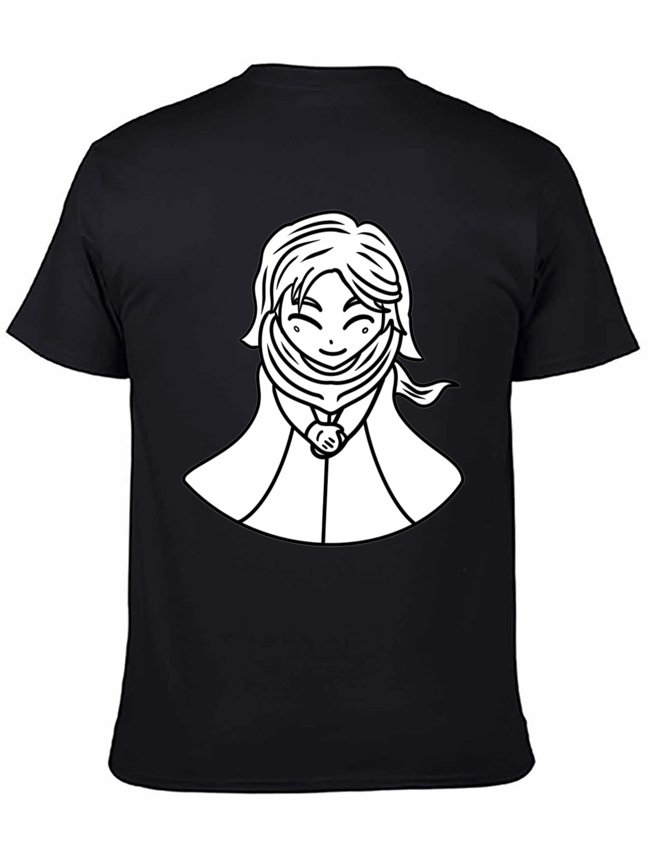 Black Anime Style Graphic Tee - Black Cotton T-Shirt view 4