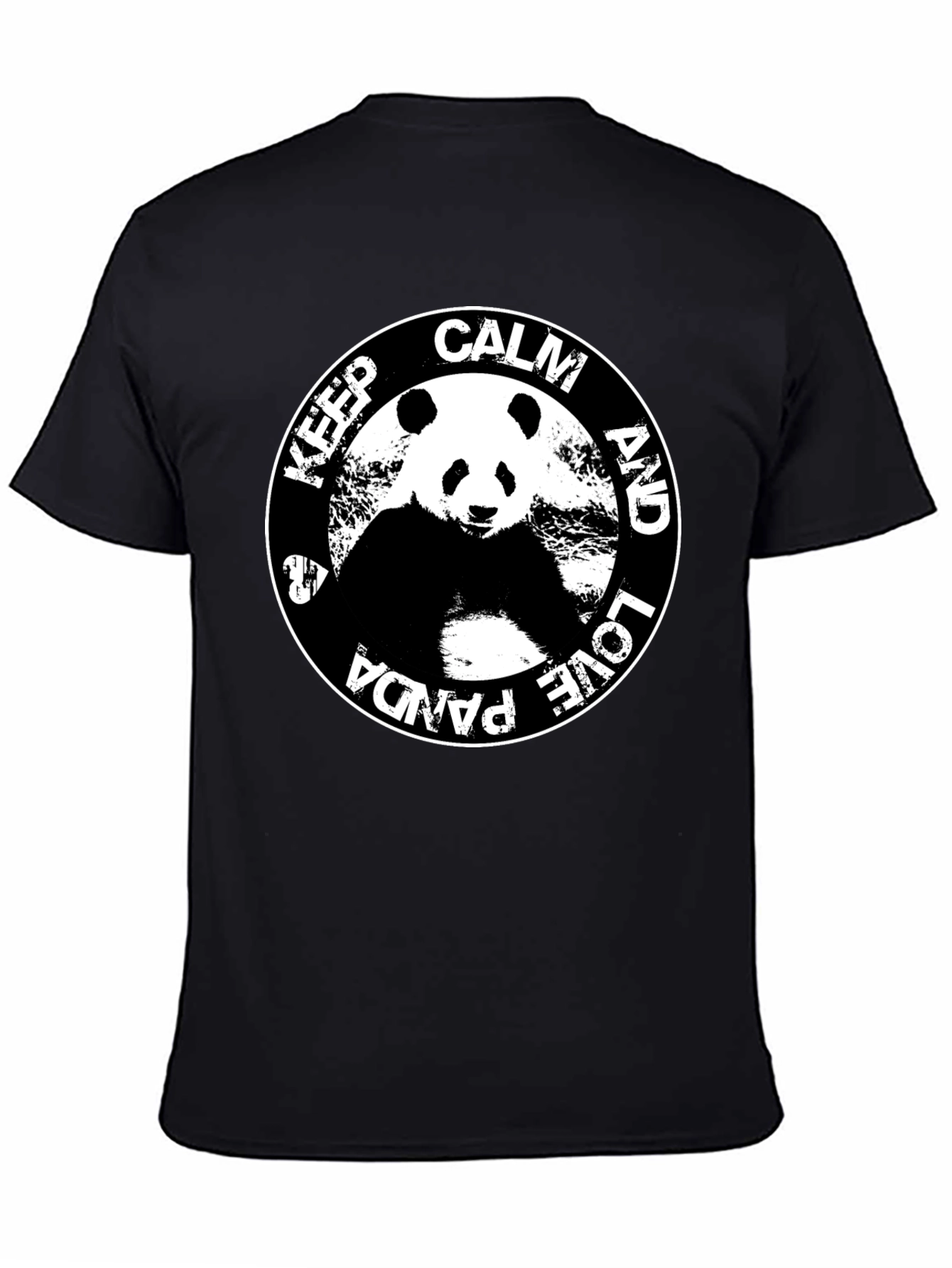 Black Keep Calm & Love Panda T-Shirt - Black Cotton Tee view 4