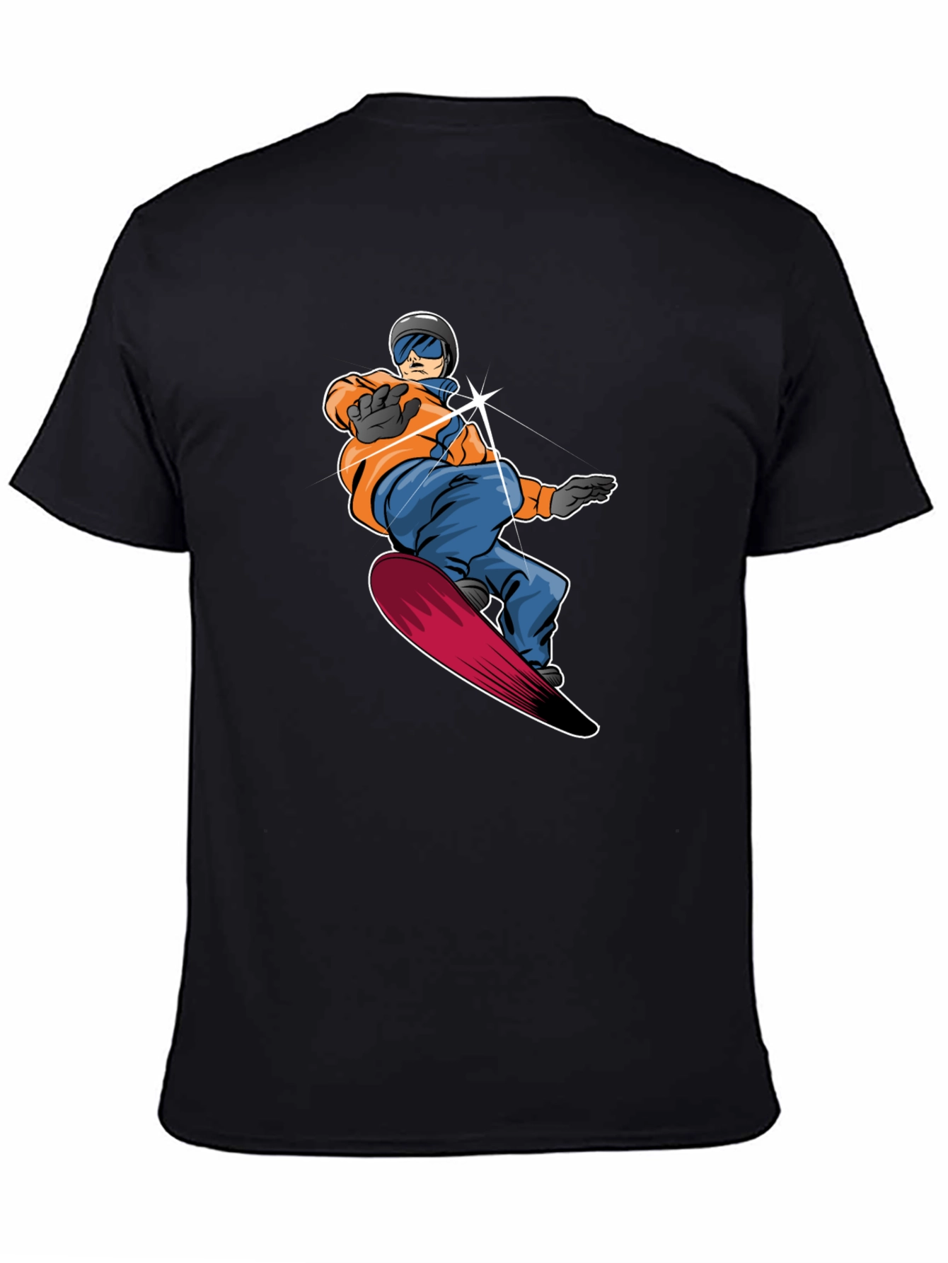 Black Cool Snowboarder Graphic Tee - Black Cotton view 4