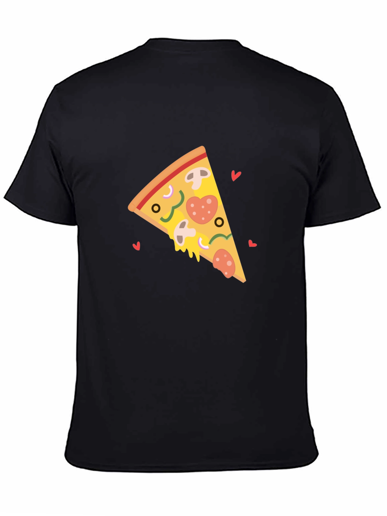 Black Pizza Slice Heart Black T-Shirt view 4