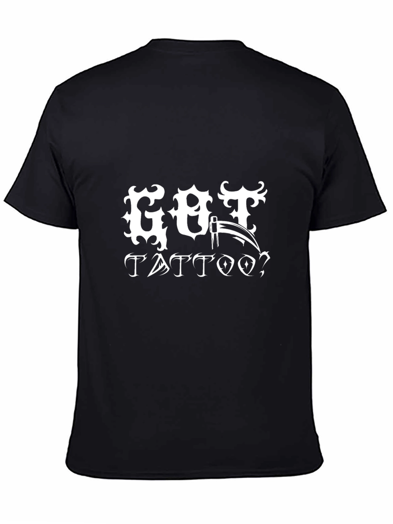 Black Got Tattoo? Black Graphic T-Shirt view 4