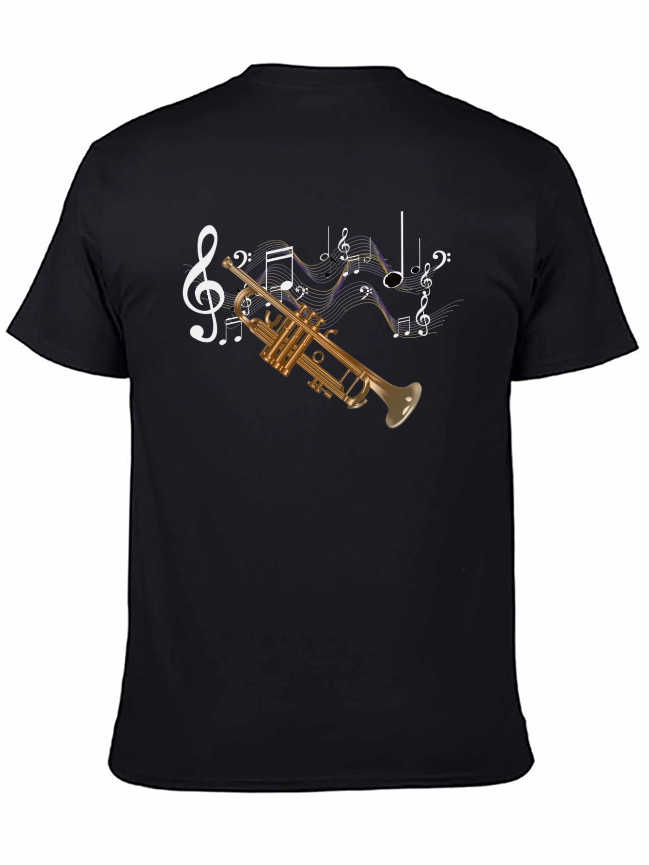 Black Trumpet & Music Note Graphic Tee view 4