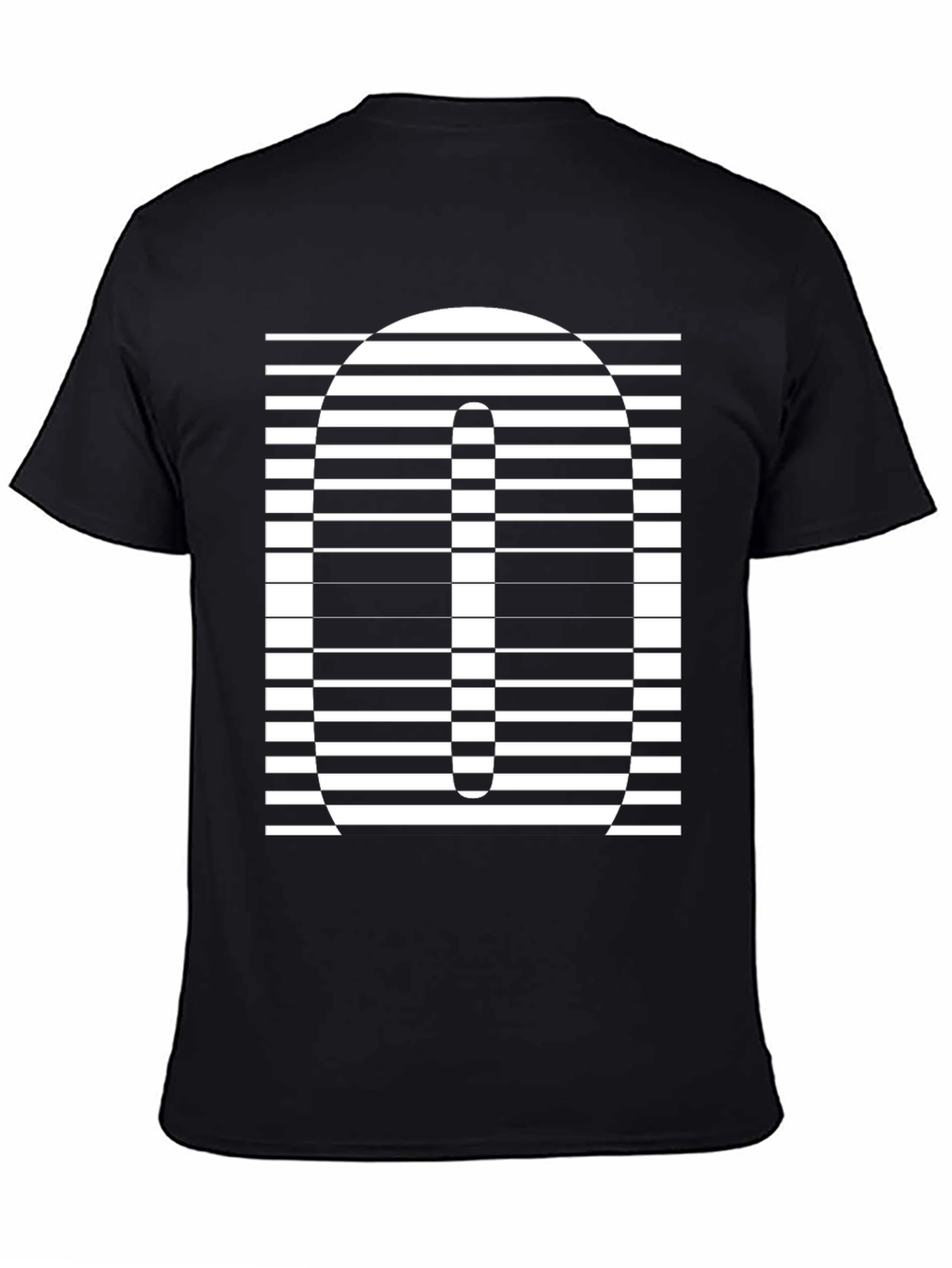 Black Optical Illusion Striped Number T-Shirt view 4