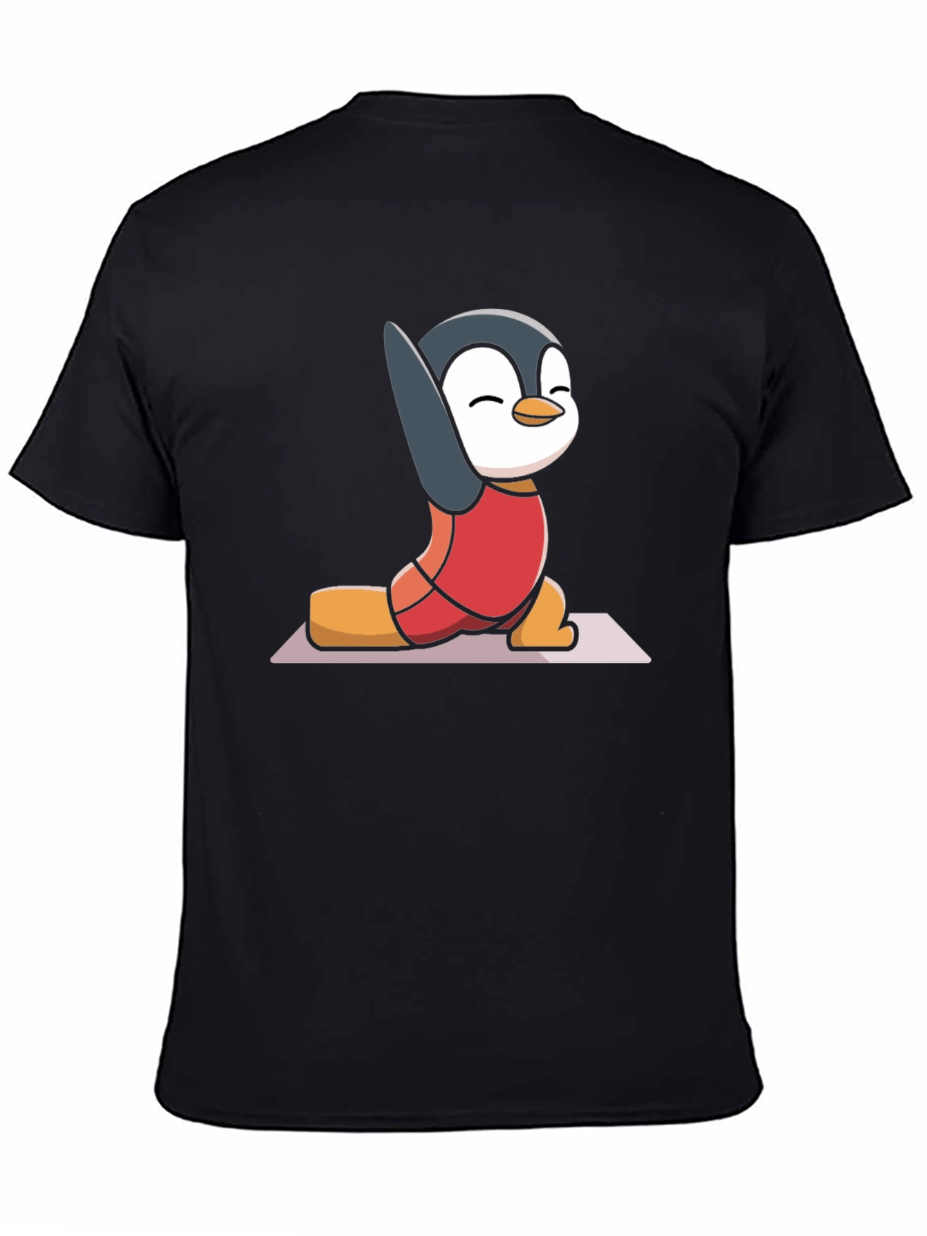 Black Yoga Penguin T-Shirt - Relaxed Fit view 4
