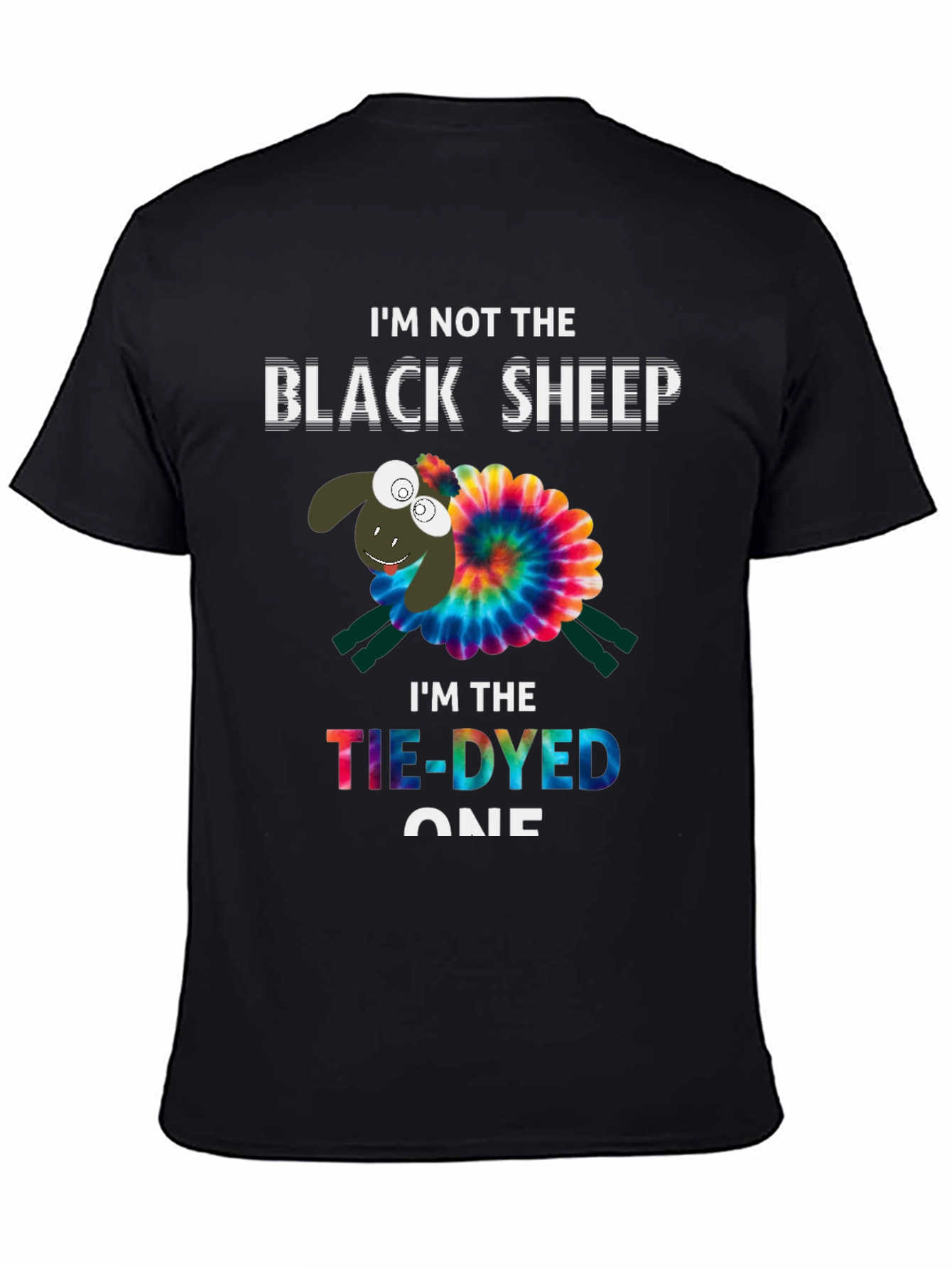 Black Tie-Dyed Sheep Graphic Tee - Unique & Fun T-Shirt view 4