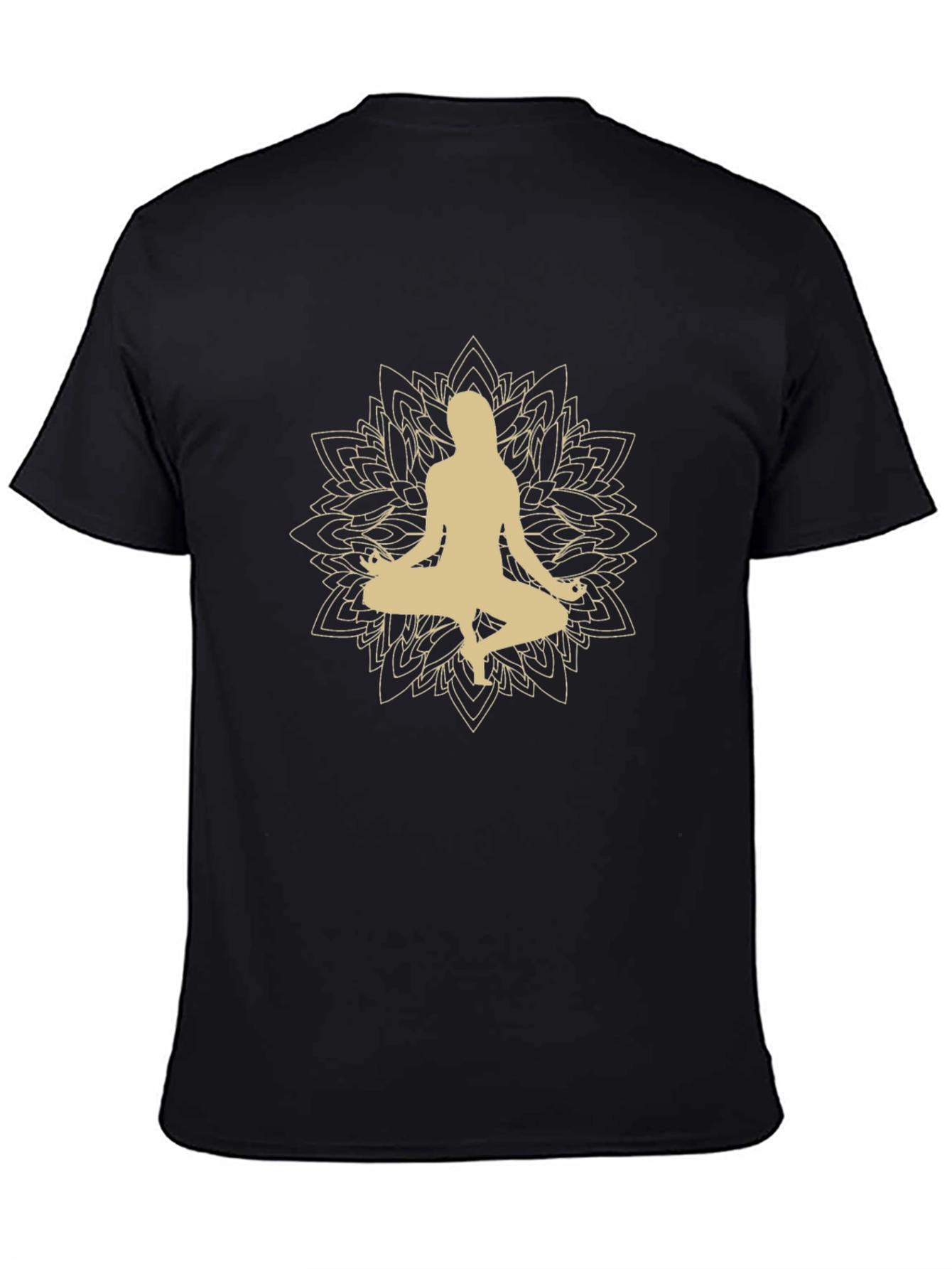 Black Yoga Mandala Graphic T-Shirt view 4
