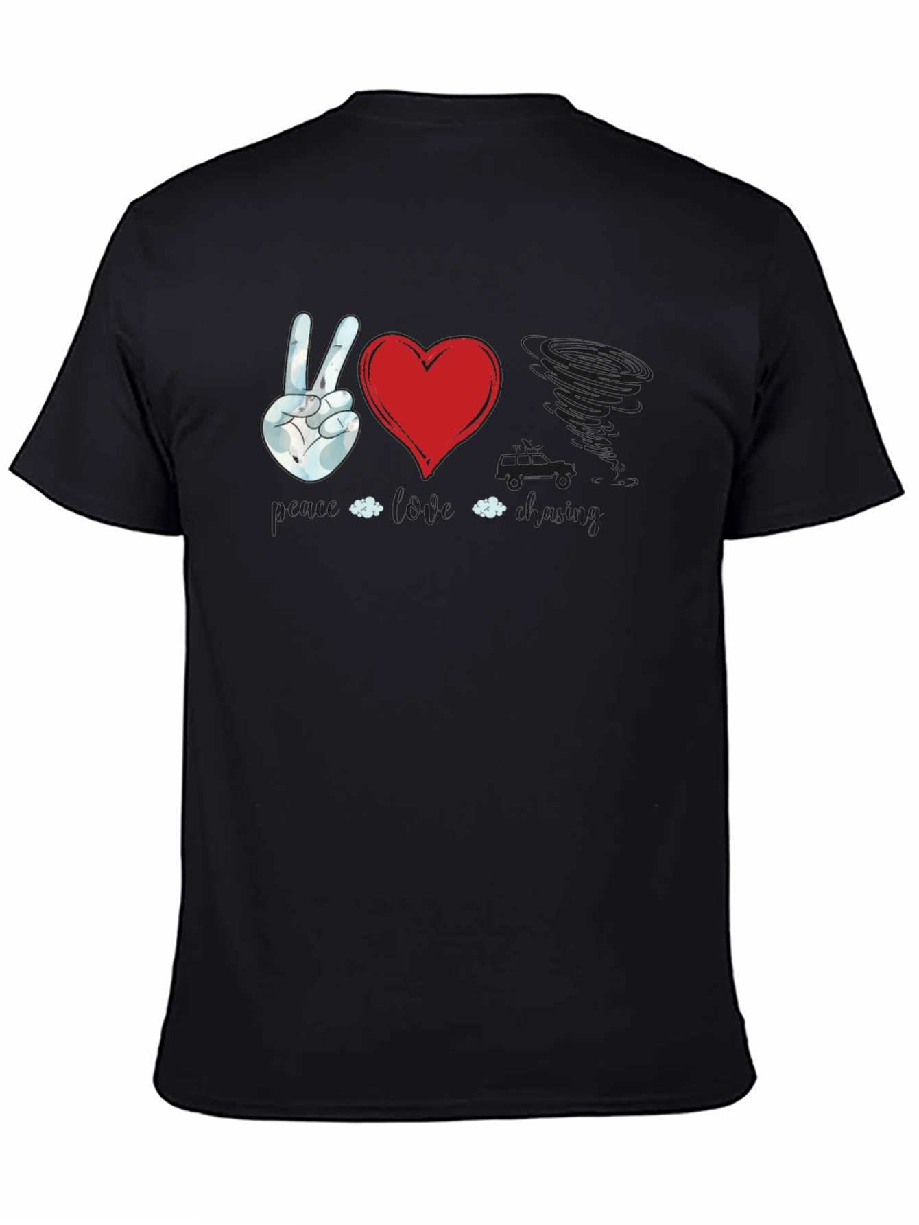Black Peace Love Twister T-Shirt | Unique Graphic Tee view 4