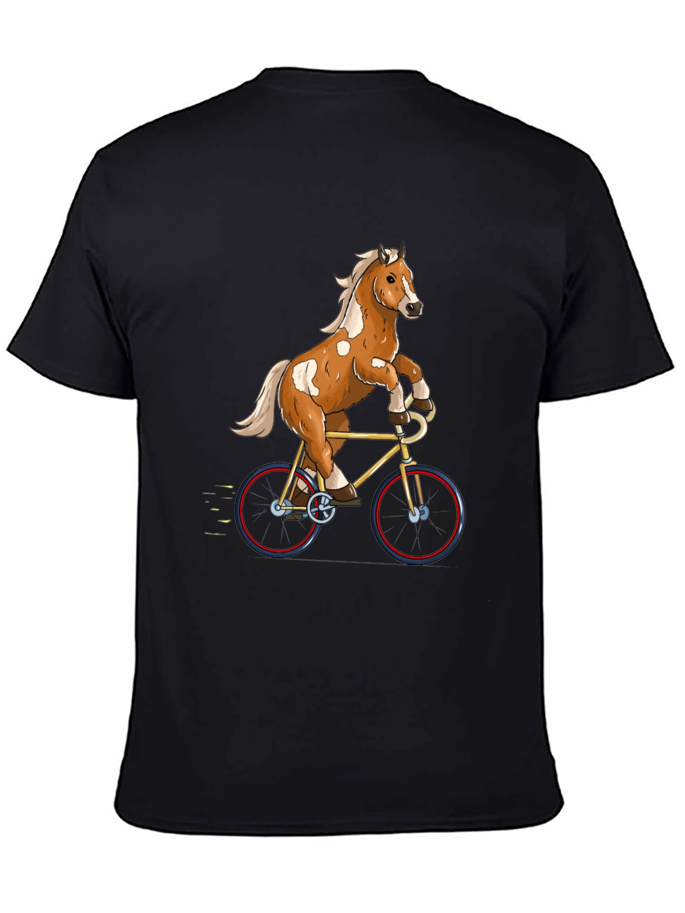 Black Horse Riding Bicycle Graphic Tee view 4