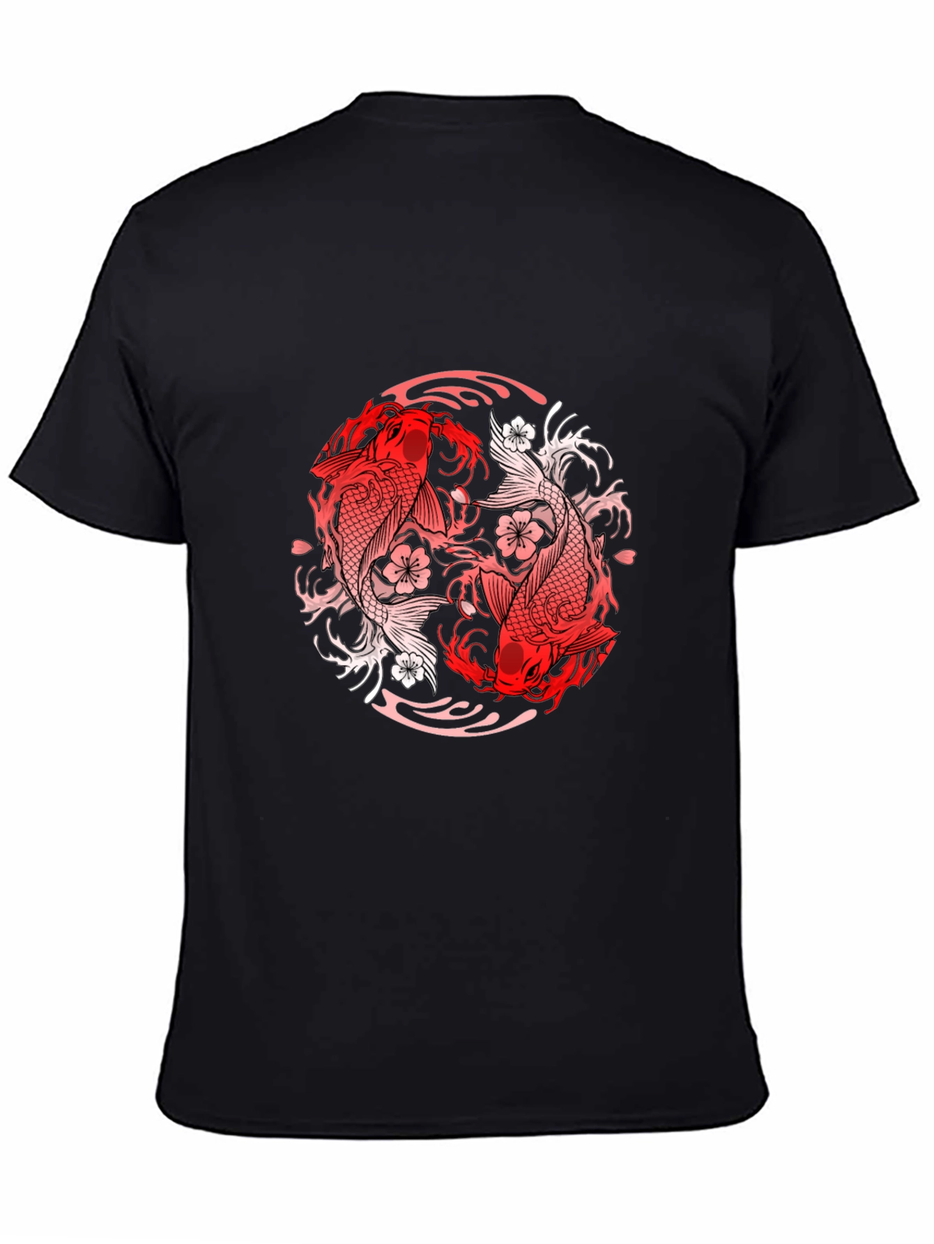 Black Yin Yang Koi Fish Graphic Tee - Black view 4