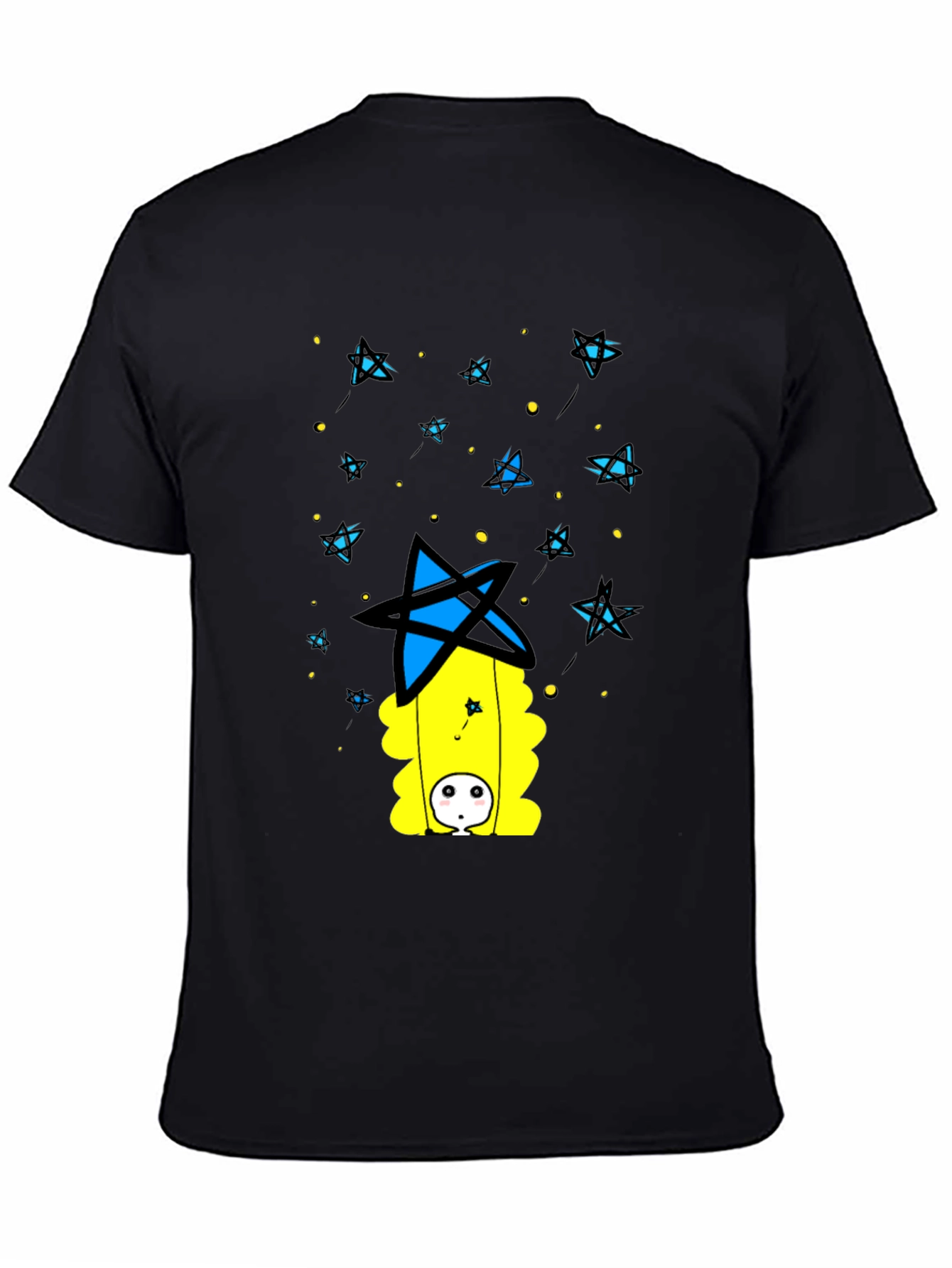 Black Unique Graphic Print Black T-Shirt view 4