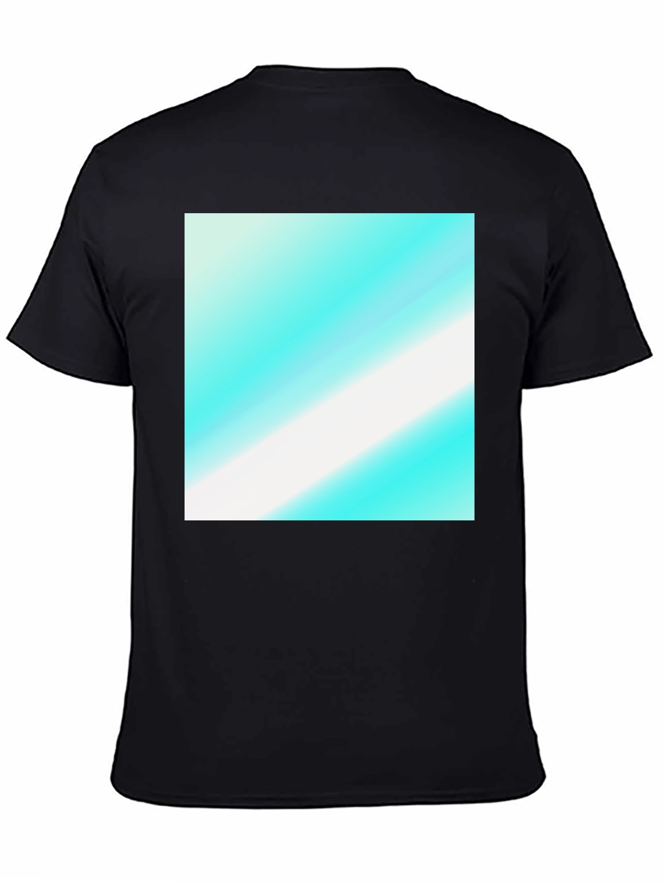 Black Modern Graphic Tee - Aqua & White Diagonal Design view 4