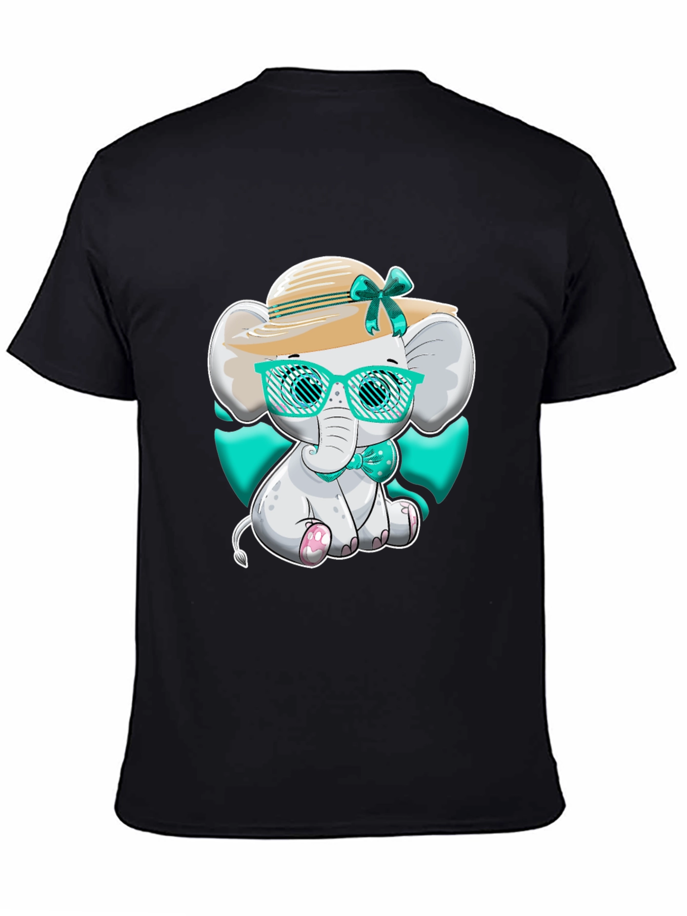 Black Elephant T-Shirt Cute Cartoon Style view 4