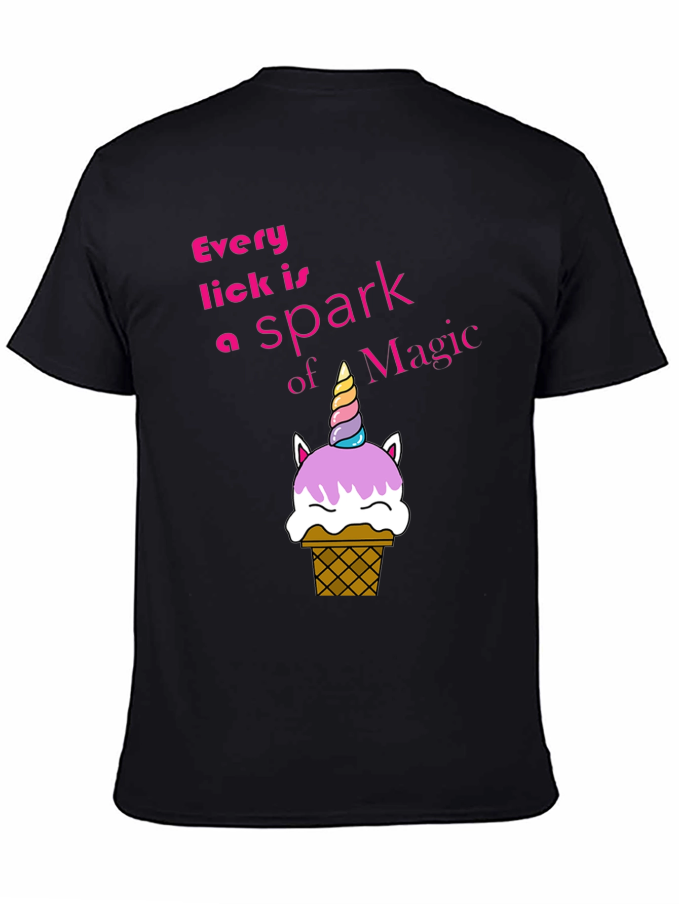 Black Unicorn Ice Cream T-Shirt - Every Lick is Magic! view 4